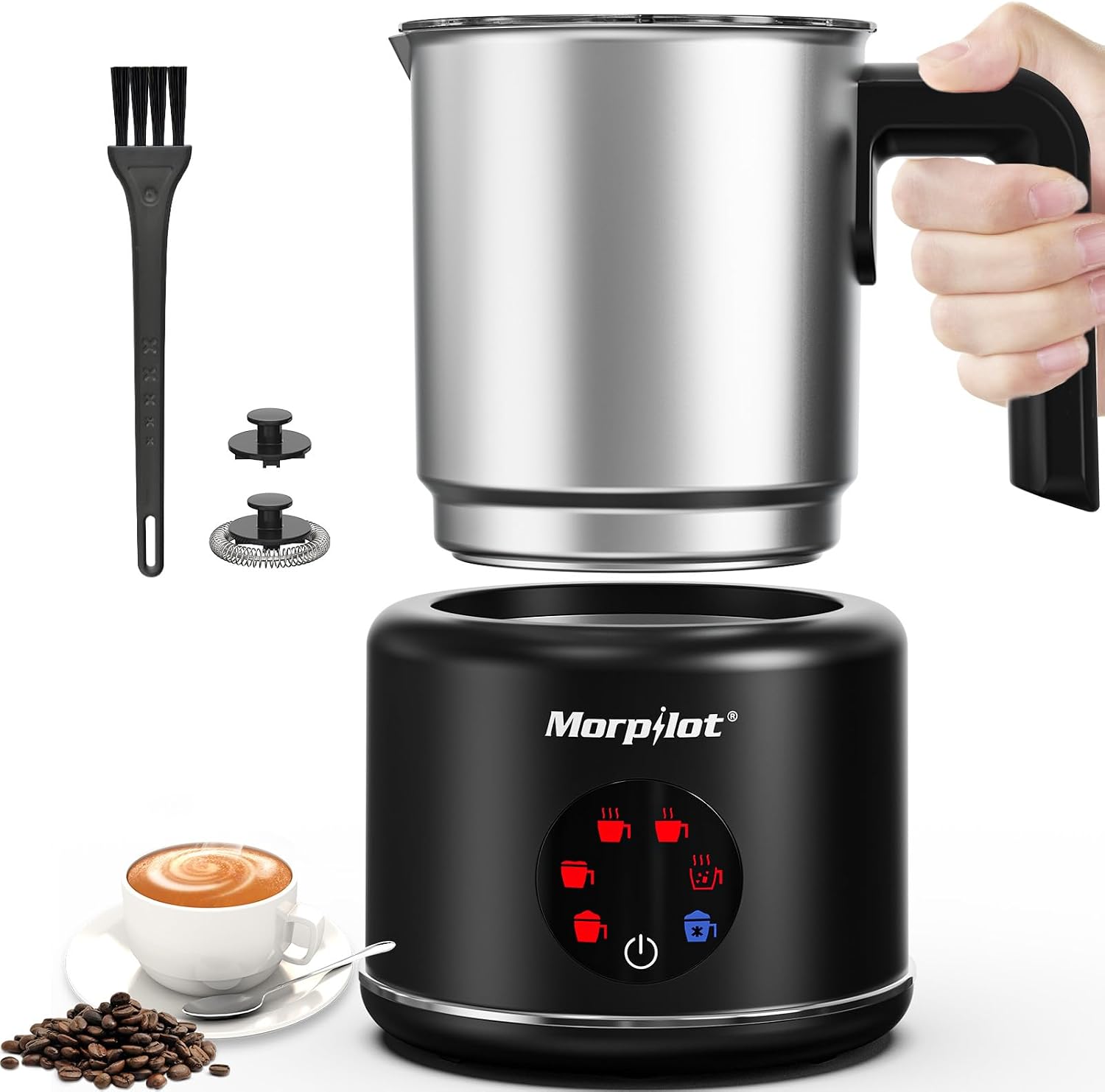 Thumbnail 6 de Morpilot Milchaufschäumer Elektrisch 4-in-1, 130–500 ml, 600W – Schwarz