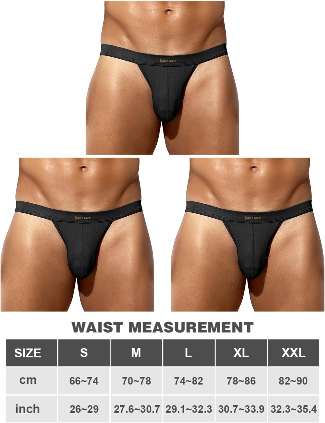Detalle 2 de Mauro Kane Mens Sexy Briefs - Soft Lightweight Low Rise with 3D Pouch (3 Pack)