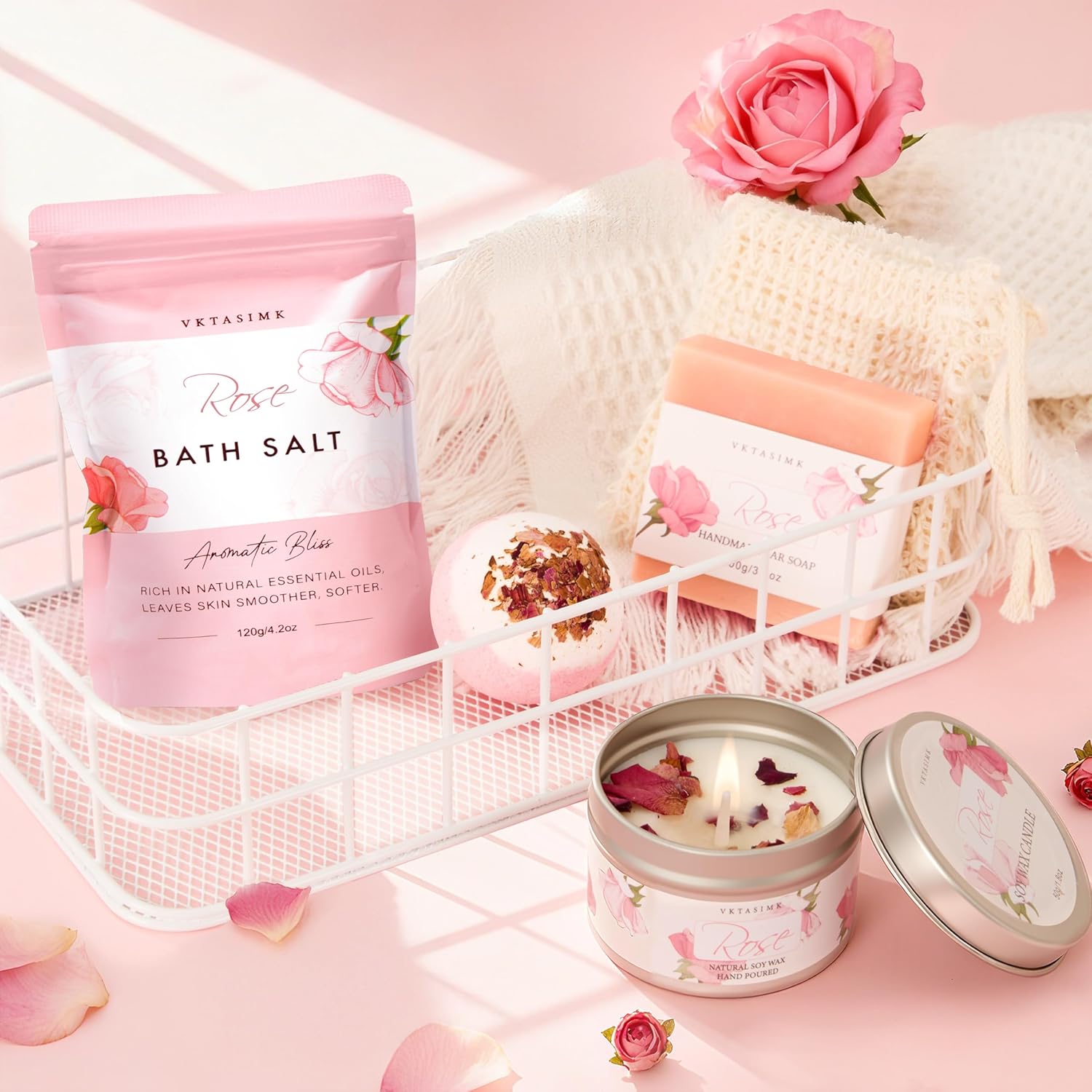 Thumbnail 5 de Rose Spa Gift Basket for Women – Handmade Bath and Body Set for Self-C Care