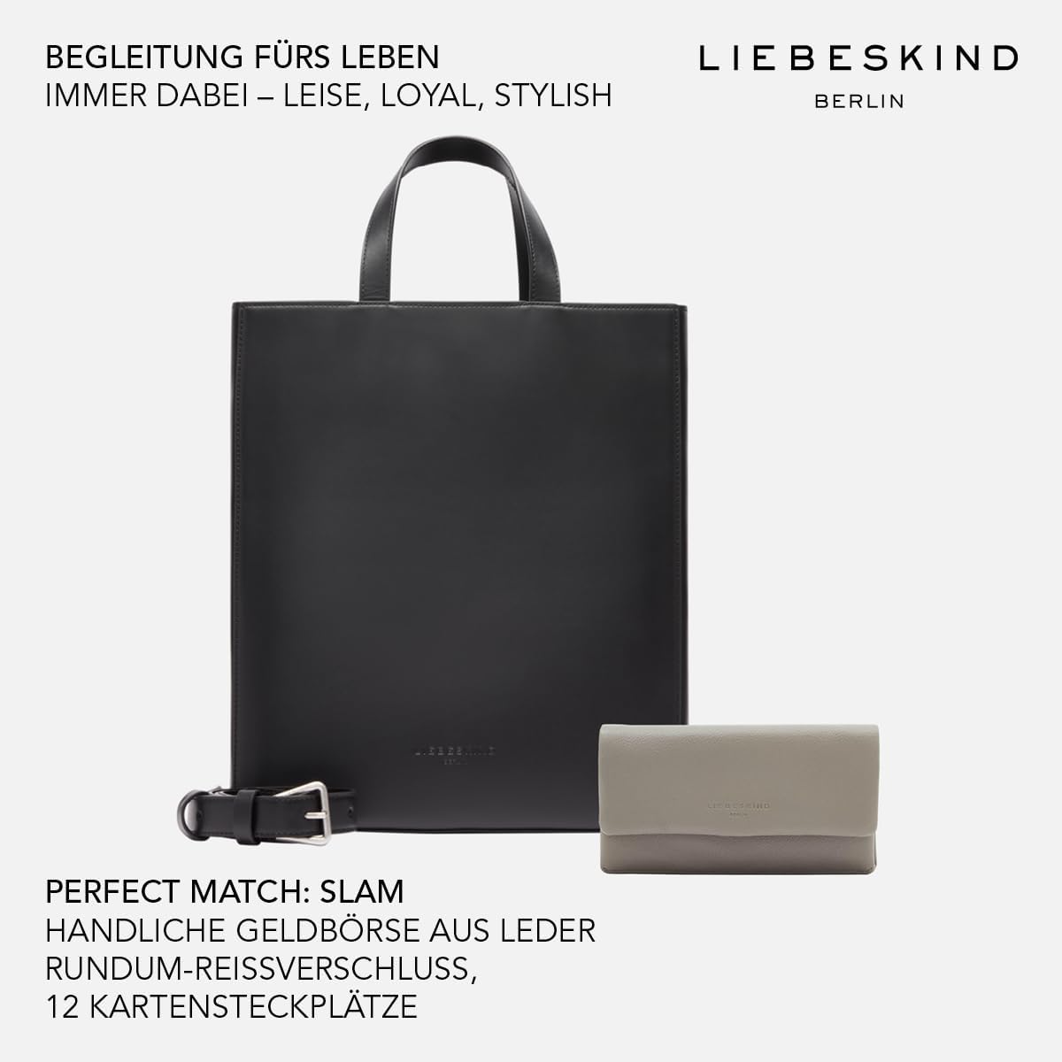 Thumbnail 3 de Liebeskind Berlin Paper Bag M – Tote aus Leder mit Jacquard-Schultergurt