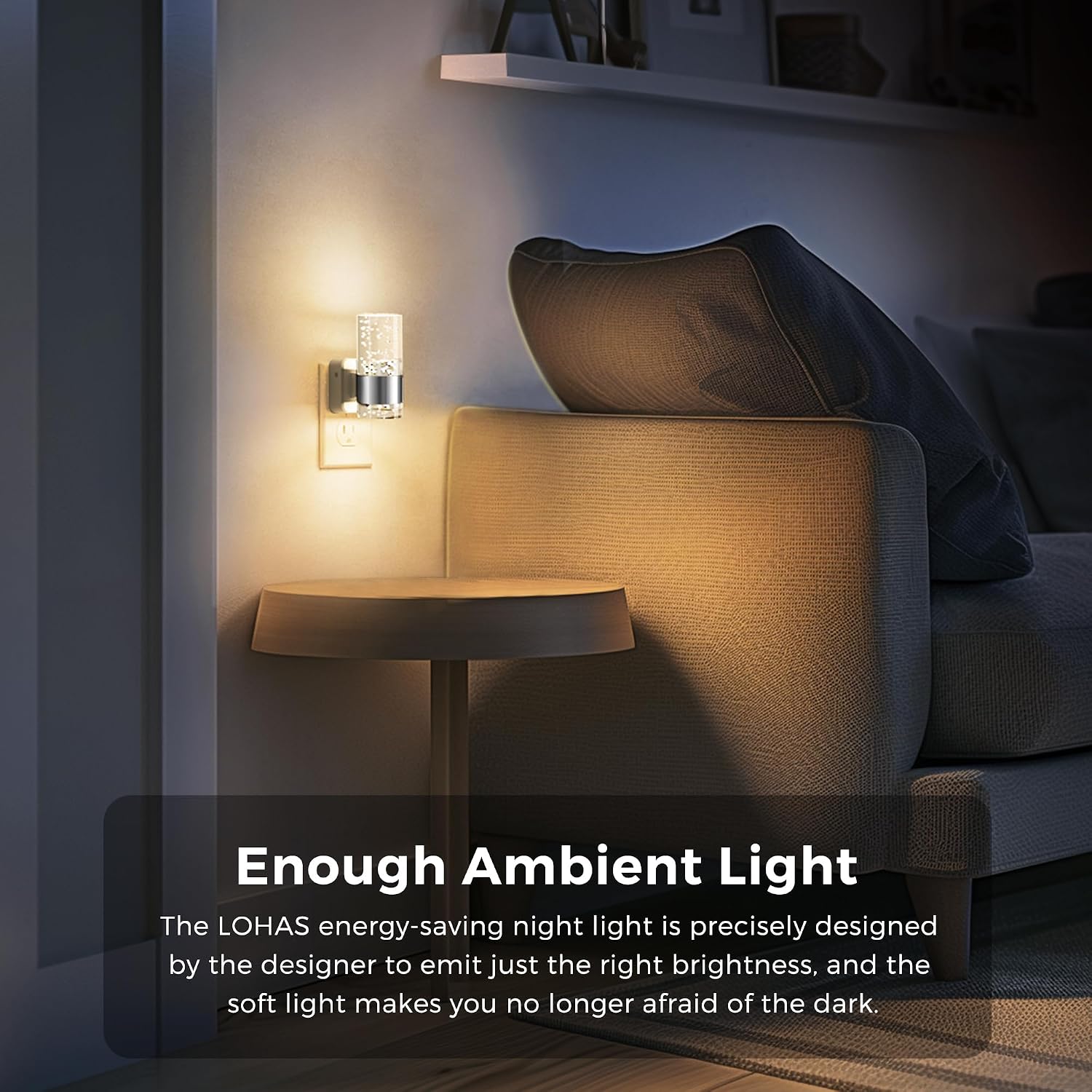 Detalle 2 de L LOHAS LED GY197 Dimmable Plug-In Night Lights, 2-Pack, 3000K, Dusk-to-Dawn Sensor