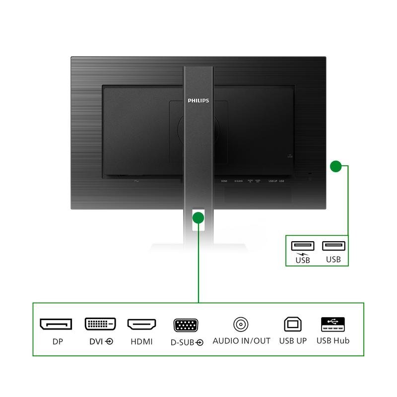 Detalle de Monitor Philips B Line 272B1G/00 – 27" IPS FullHD 75Hz, Altura Ajustable, USB, Altavoces