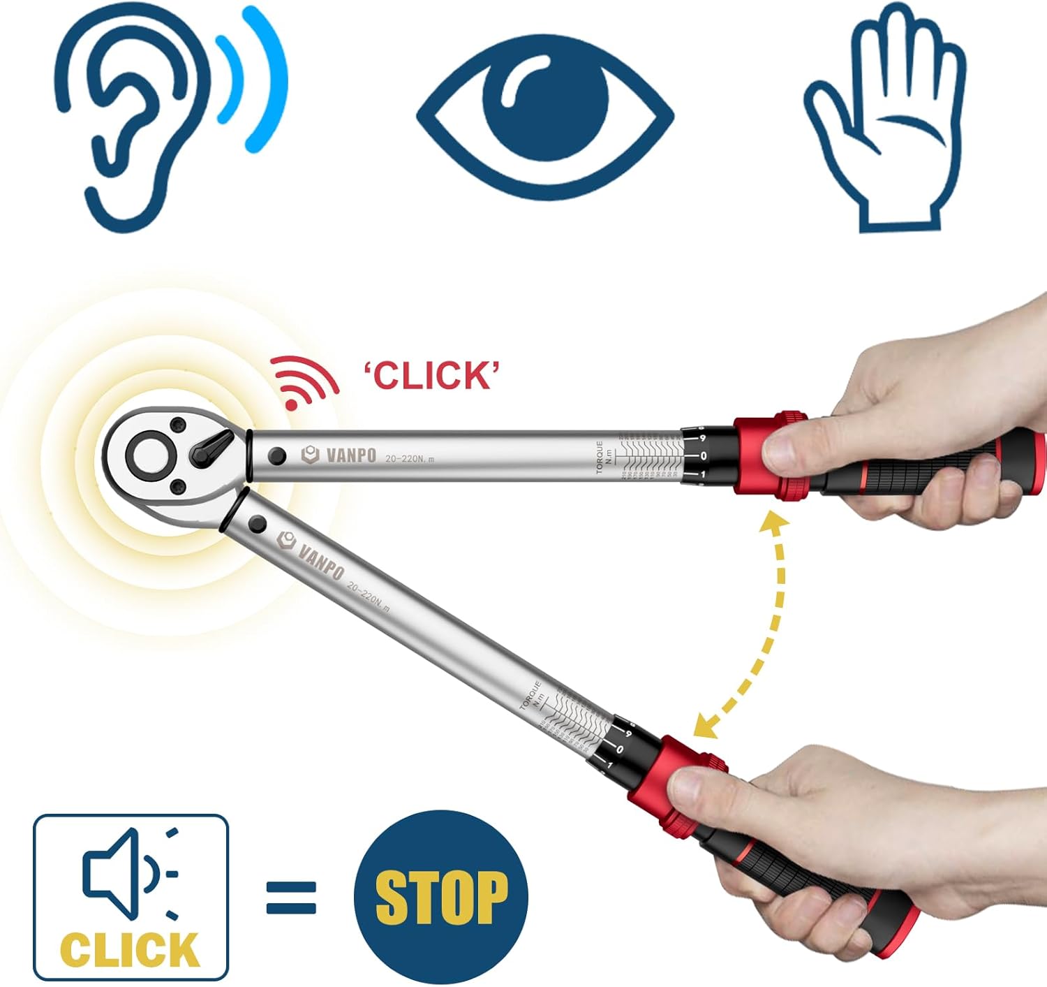Detalle de VANPO torque wrench 1/2" 20-220Nm
