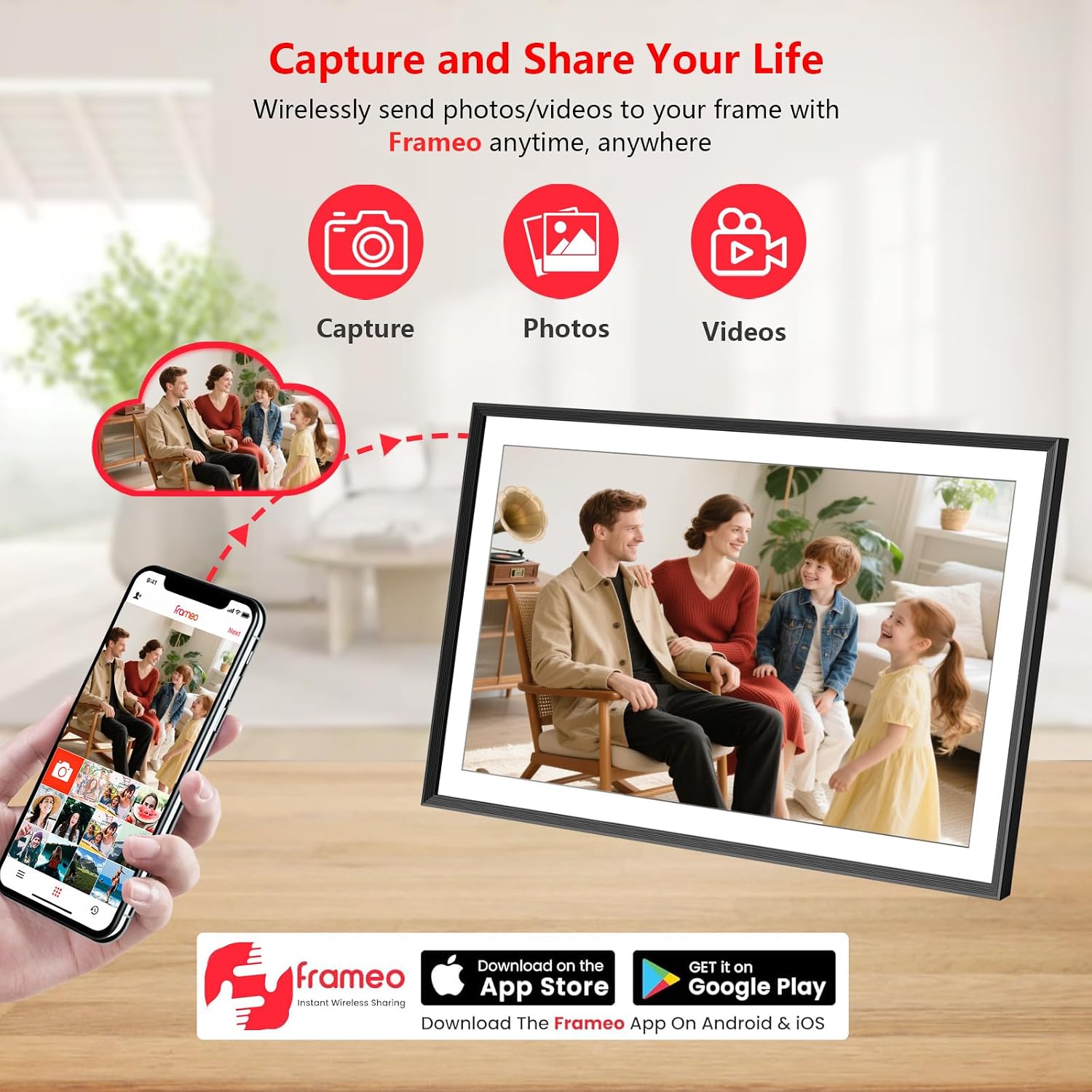Thumbnail 4 de moonka 15.6-Inch Frameo Wi-Fi Digital Picture Frame, 1080p IPS Touchscreen