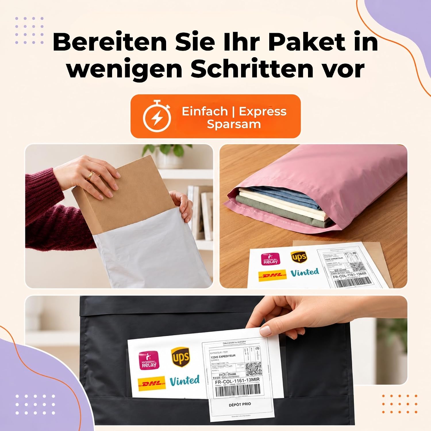 Thumbnail 5 de Zenacasa 12 Versandtaschen Vinted – XL/XXL, Rosa – Robuster, undurchsichtiger Versandbeutel mit Selbstklebeverschluss