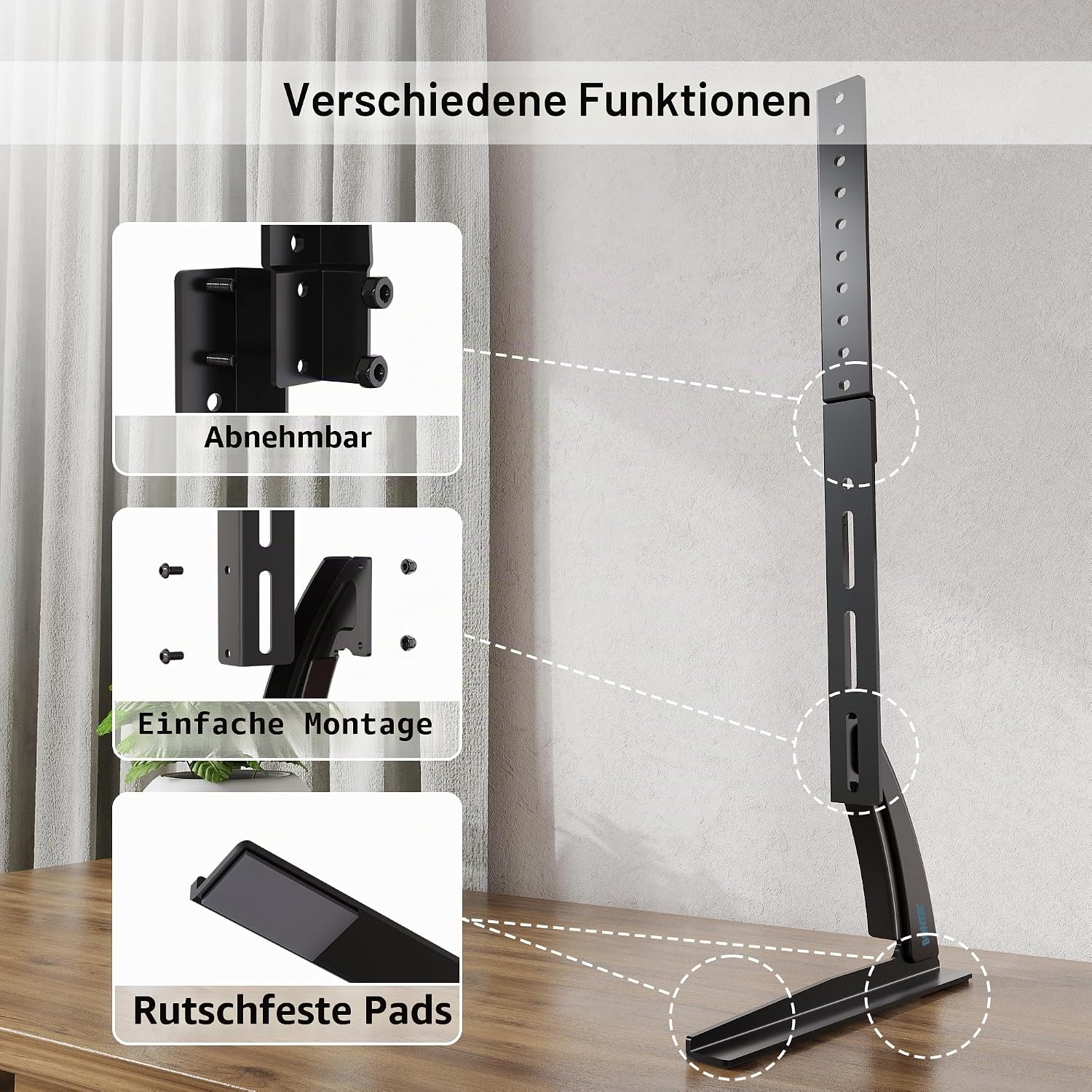 Detalle 2 de BONTEC TV Standfuß 22–65 Zoll höhenverstellbar