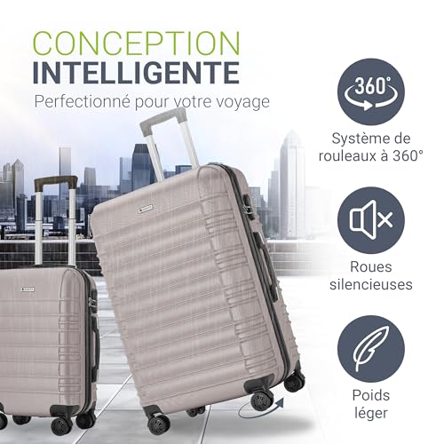 Detalle 2 de Juskys Set valises rigides 3 pièces – Voyage: ABS léger, 360° et serrure à code