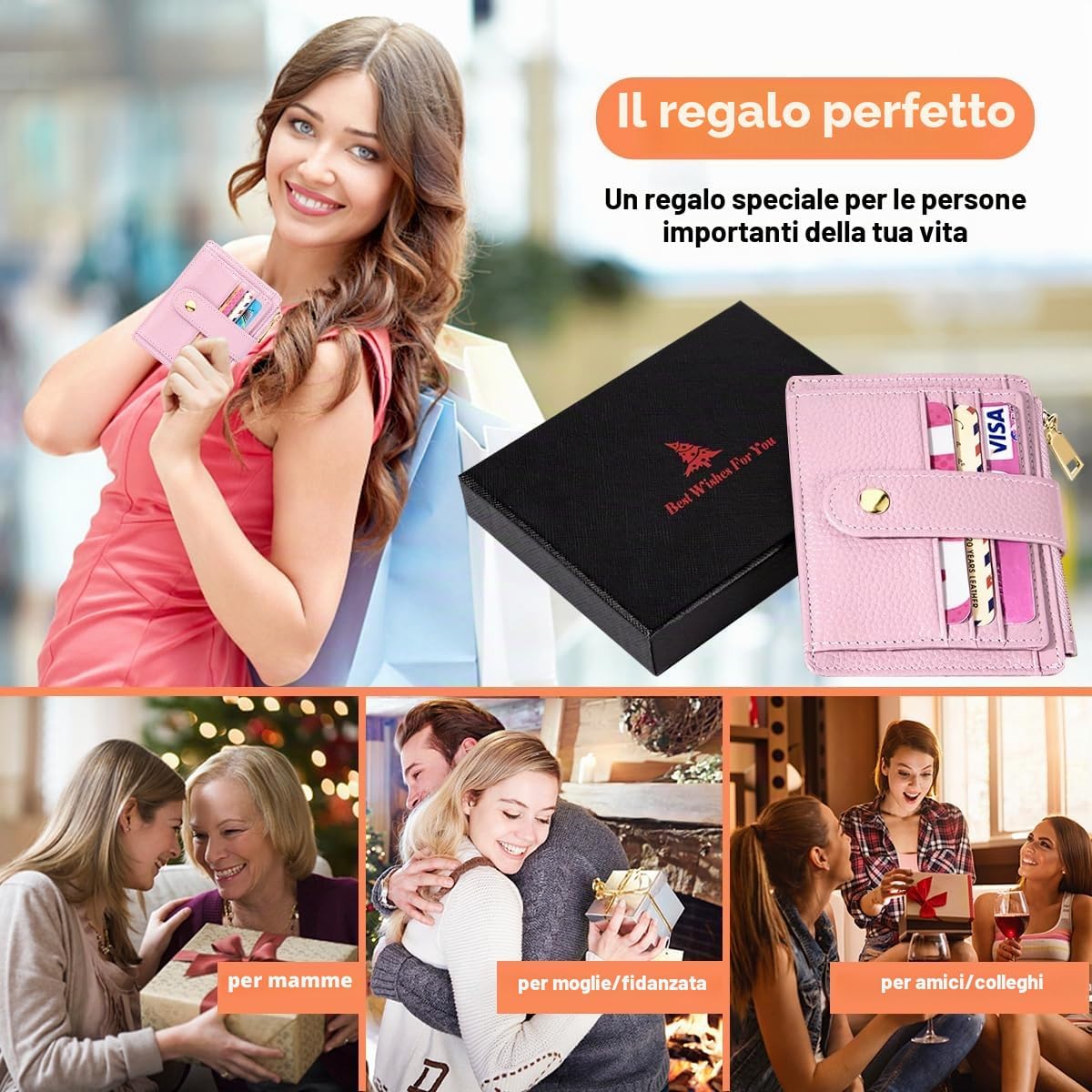 Thumbnail 6 de BTNEEU Porta Carte di Credito in Pelle RFID: Portafoglio Slim con Portamonete e Zip, 9 Slot