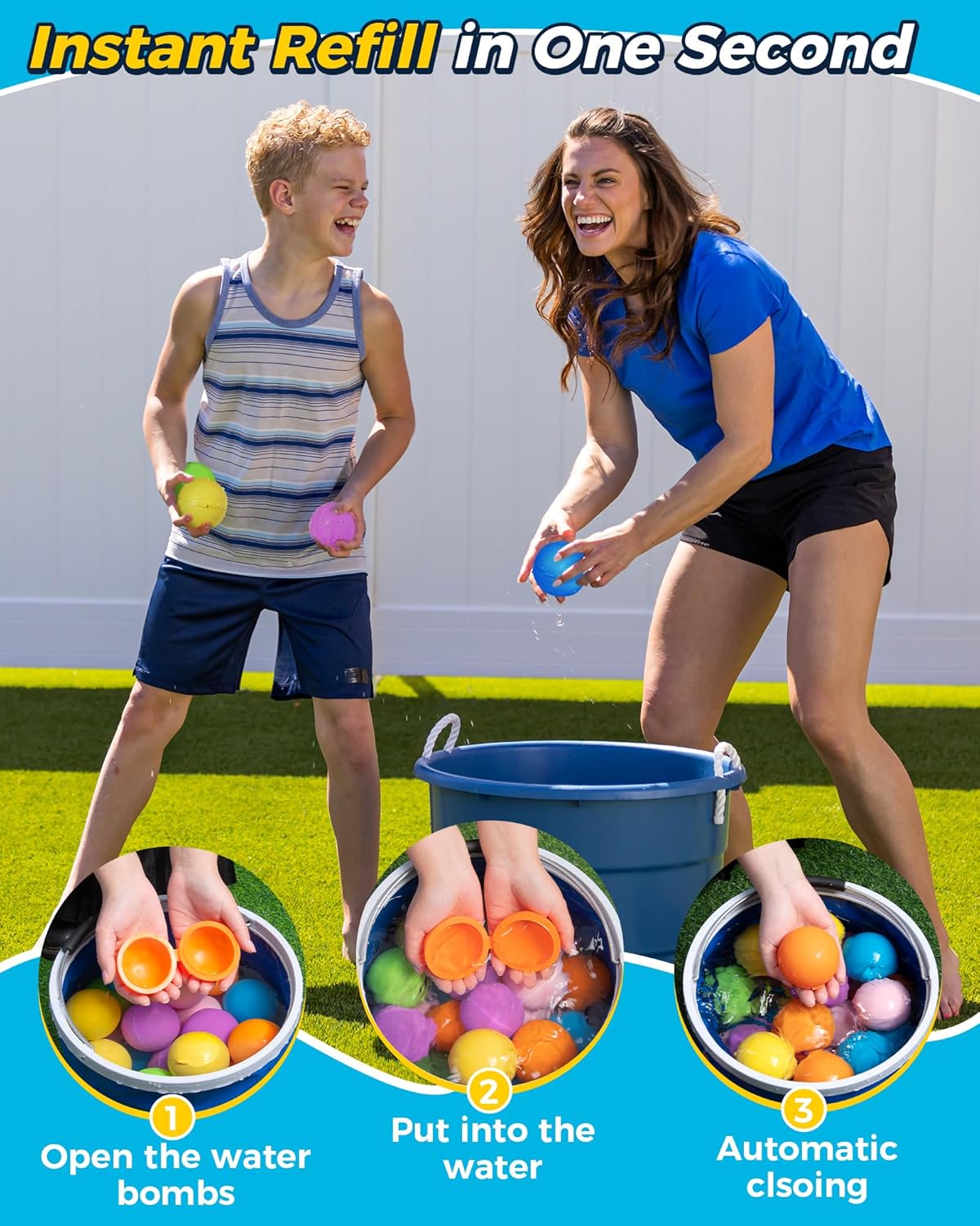 Detalle de Tlitlimom 16-Pack Reusable Water Bomb Balloons for Pool & Beach Fun (Ages 3–12)