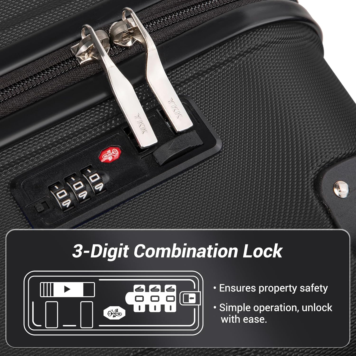 Thumbnail 3 de Kono Cabin Suitcase ABS Lightweight Hard Shell (55x35x20cm, 39L) with 4 Spinner Wheels