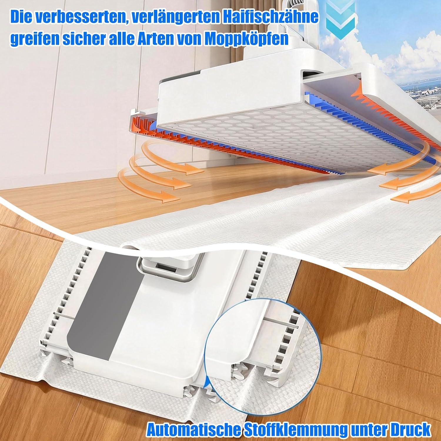 Thumbnail 6 de Lazy Snap Grip Flat Mop with 12 Washable Pads: Hands Free, One-Click Cleaning