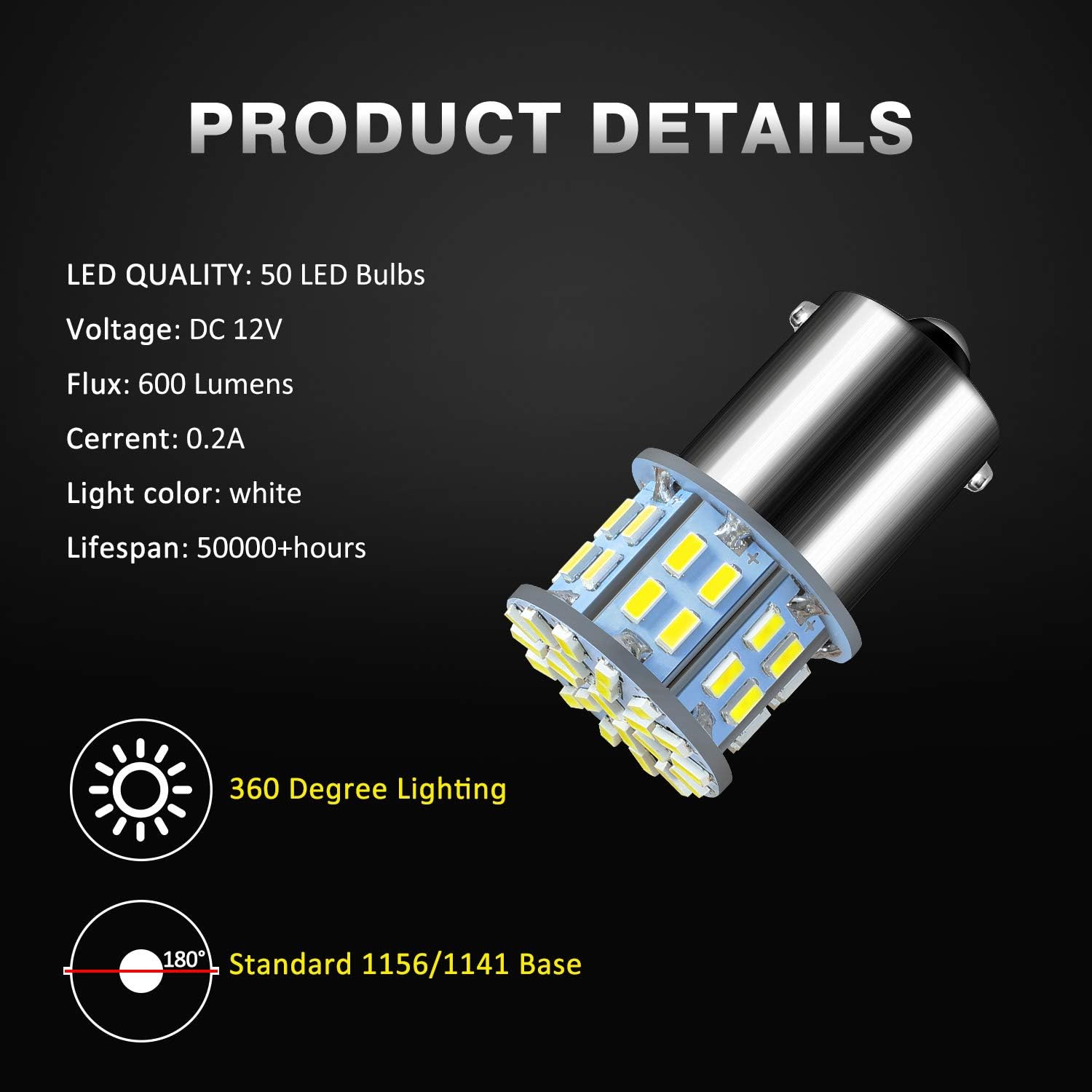 Thumbnail 2 de ACOHUIKE BA15S LED Bulbs (Set of 20) — 12V RV Camper, Trailer, Boat Interior/Brake/Turn Replacement