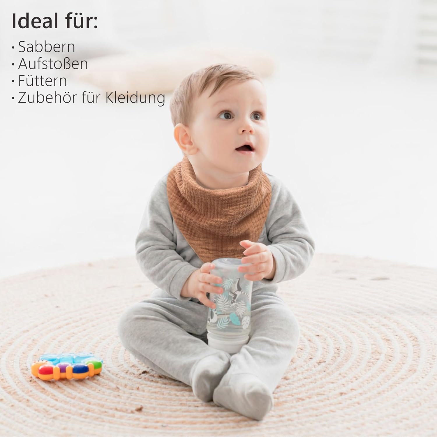 Detalle de Bearmoss Baby-Dreieckstücher Lätzchen im 8er-Set aus 100% Musselin-Baumwolle