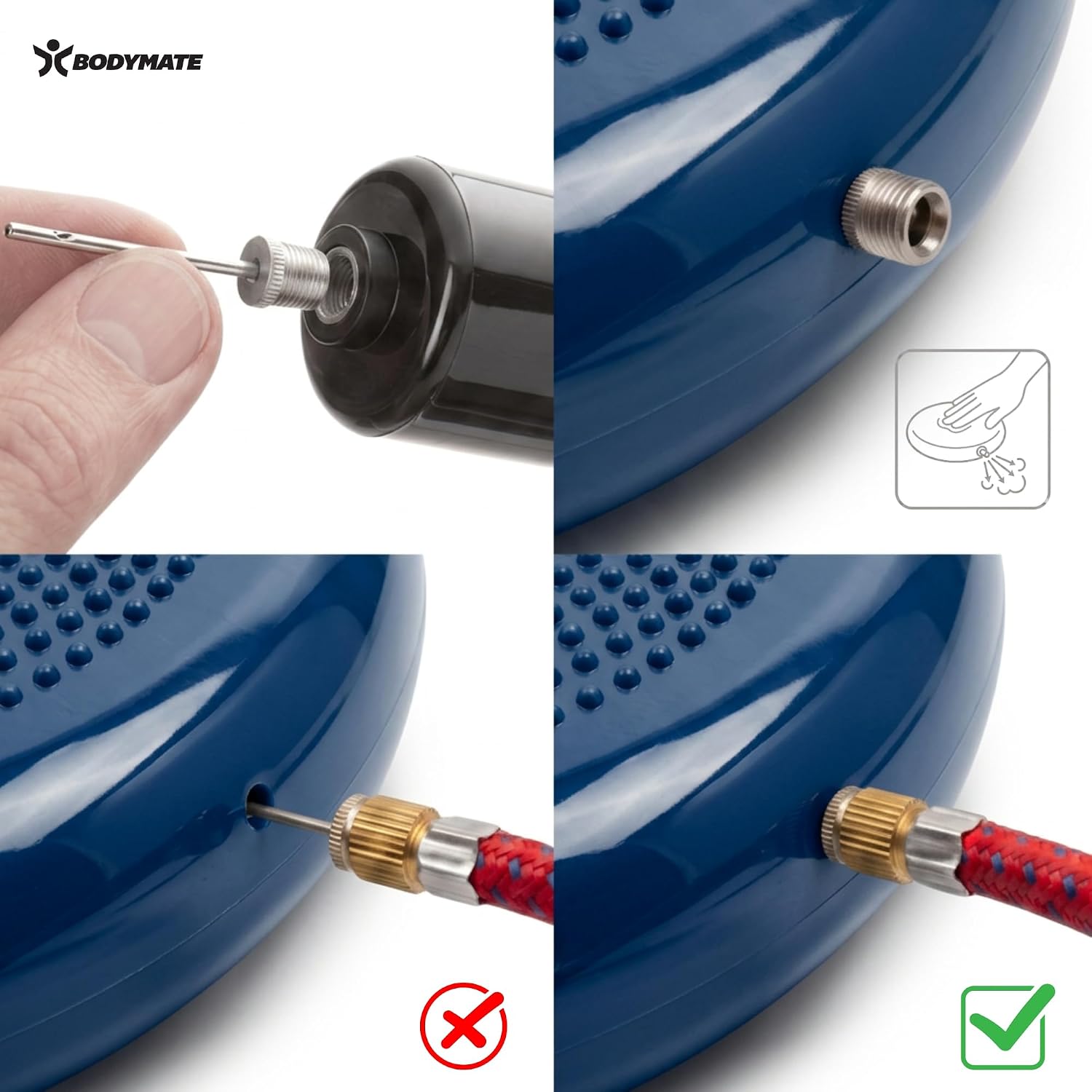 Thumbnail 4 de BODYMATE Balance Kissen mit Pumpe, Ø 34 cm – Propriozeptives Kissen für Rücken, Core-Training und Reha