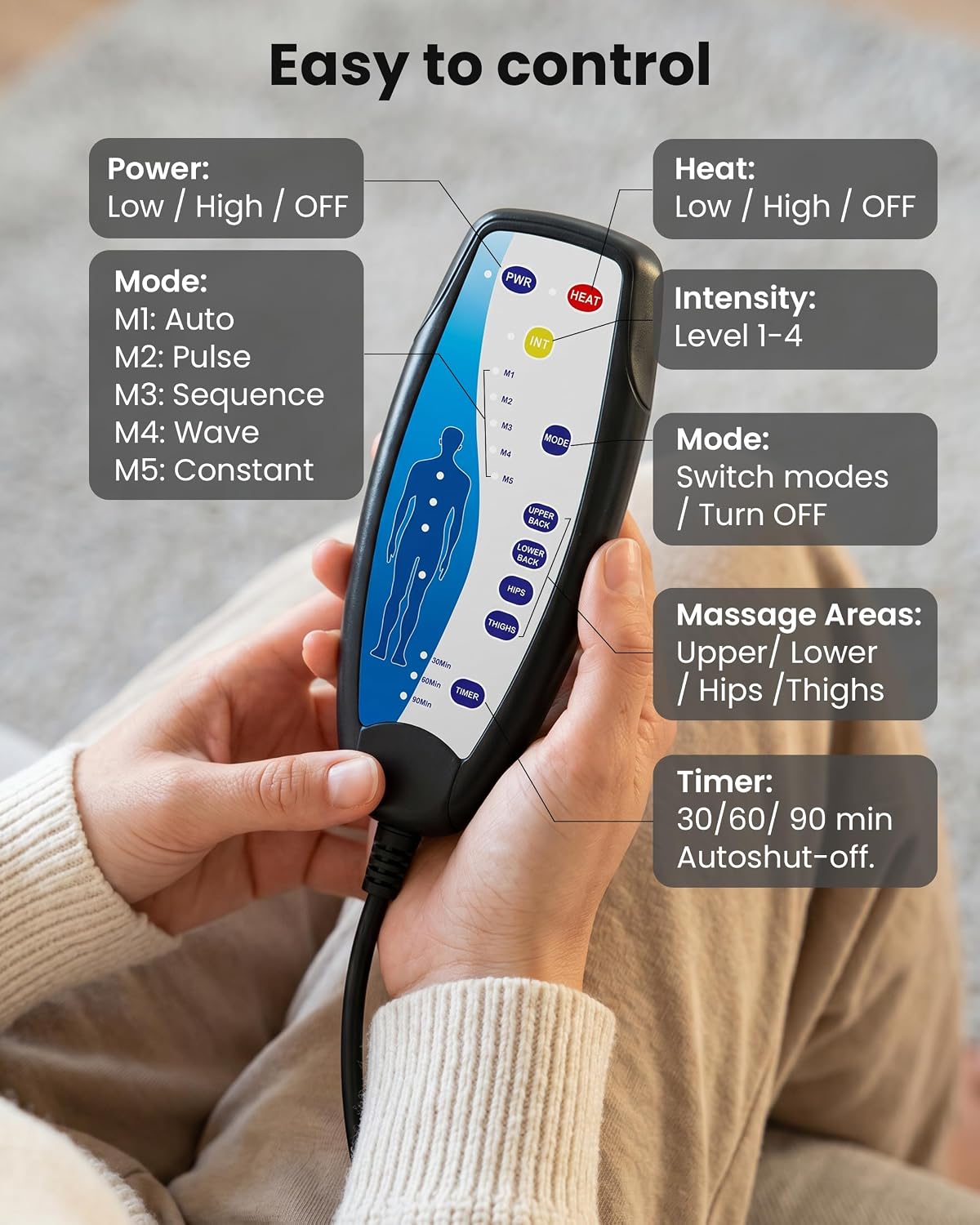 Thumbnail 6 de COMFIER Massagesitzauflage mit Wärme – entspannende Massage für Rücken, Nacken und mehr