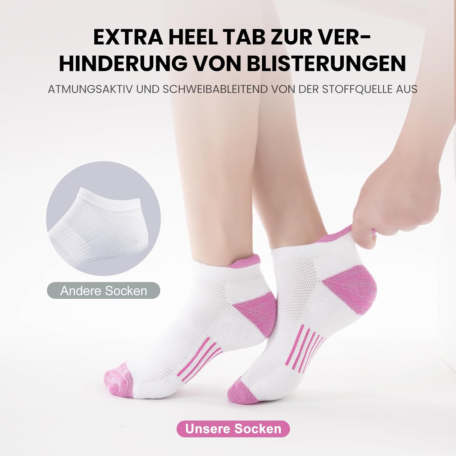 Detalle 2 de Niofind Chaussettes basses femme de sport (6 paires) 35-38/39-42 – coton respirant anti-ampoules