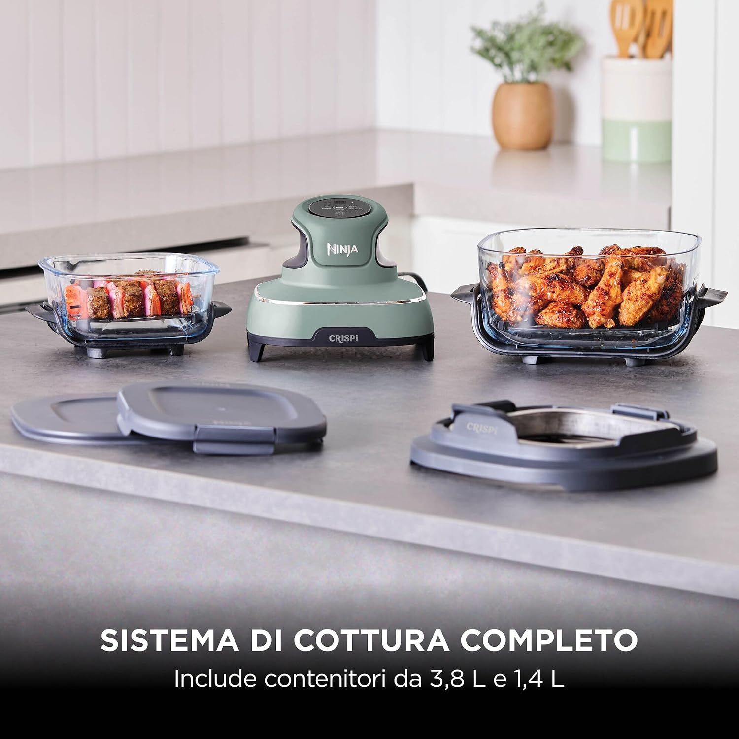 Detalle de Ninja CRISPi Friggitrice ad Aria Portatile FN101EUSG: 3,8 L, 4 in 1, Verde