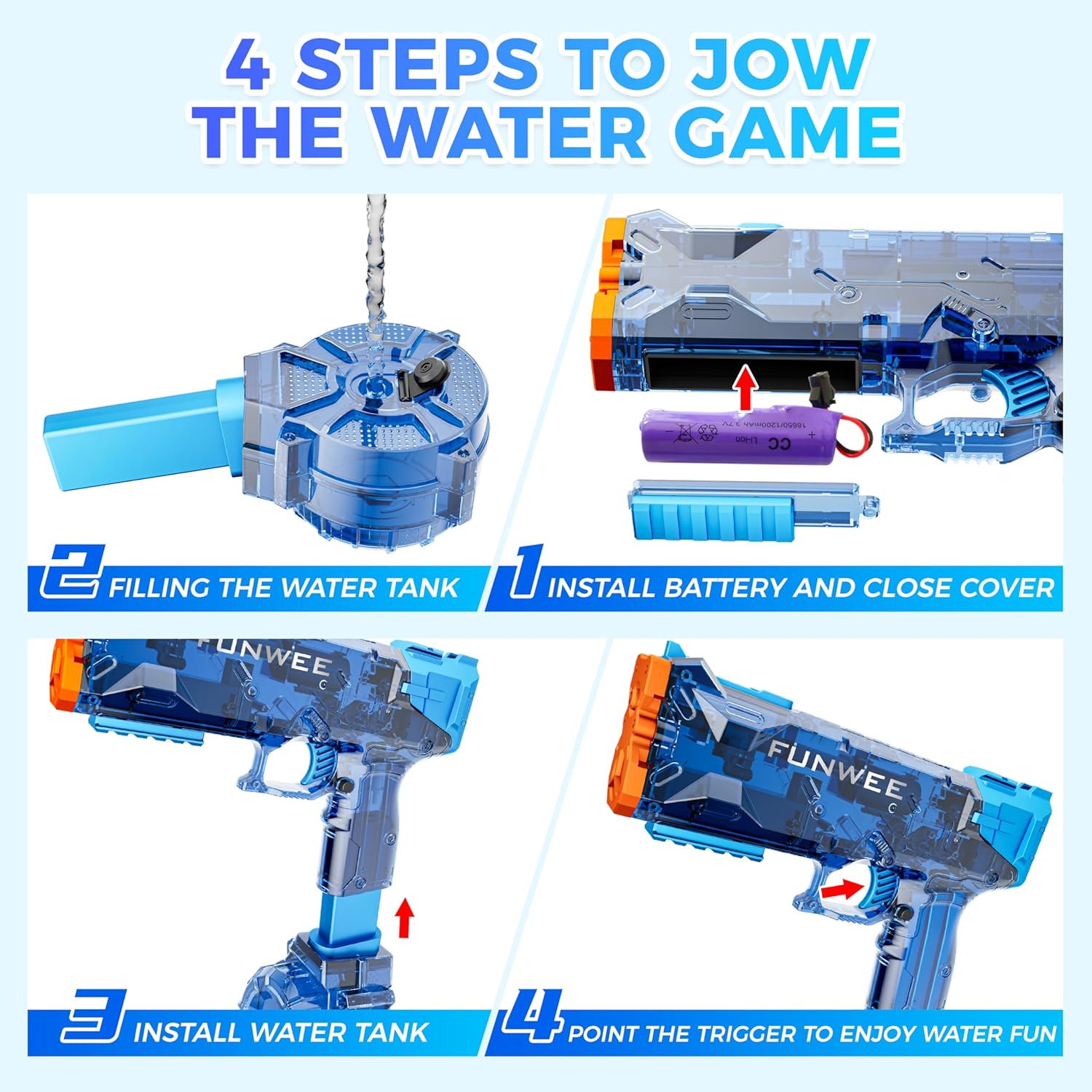 Thumbnail 3 de Funwee Electric Water Gun for Adults & Kids — Long-Range Battery-Powered Water Blaster