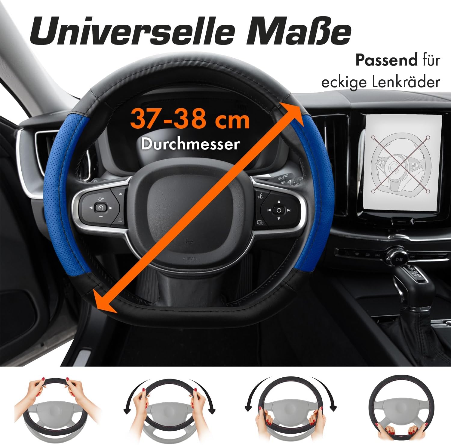 Detalle 2 de Upgrade4cars D-Form Lenkradbezug Blau