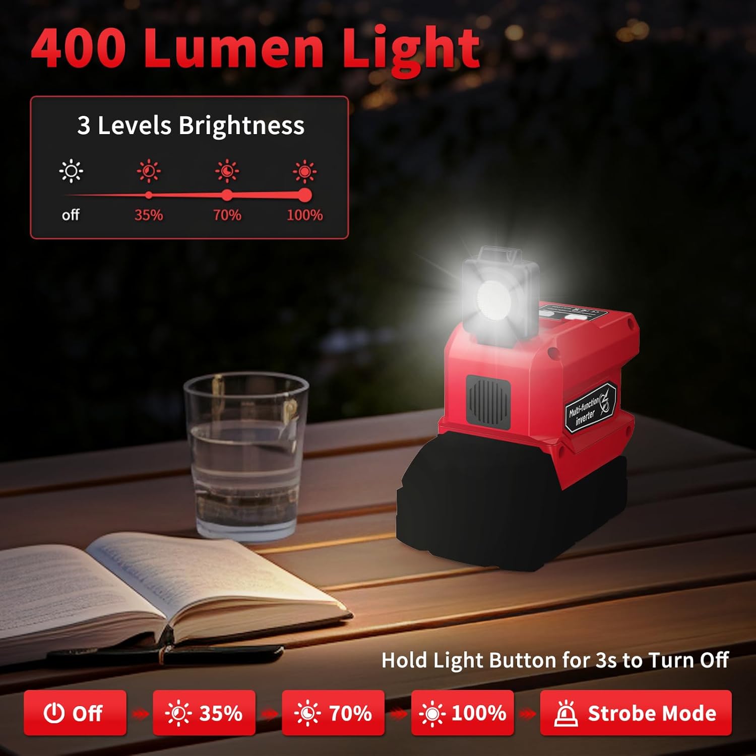 Thumbnail 4 de Kzreect 220W Power Inverter for Milwaukee 18V Batteries (Battery Not Included) — DC to 110V AC Converter + LED