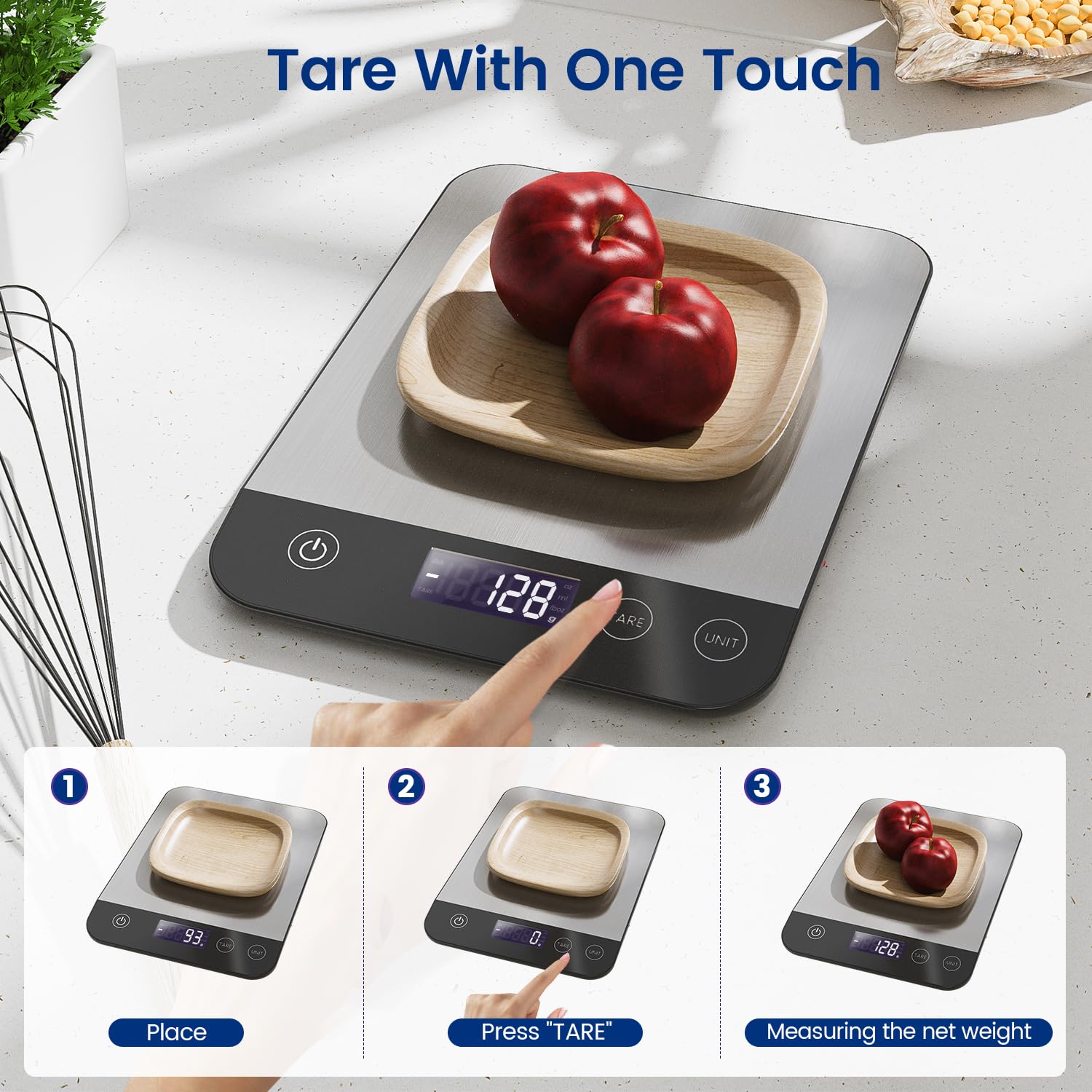 Thumbnail 6 de Balance de cuisine numérique Rechargeable & 15 kg – précision 1 g / 0,1 oz, USB-C