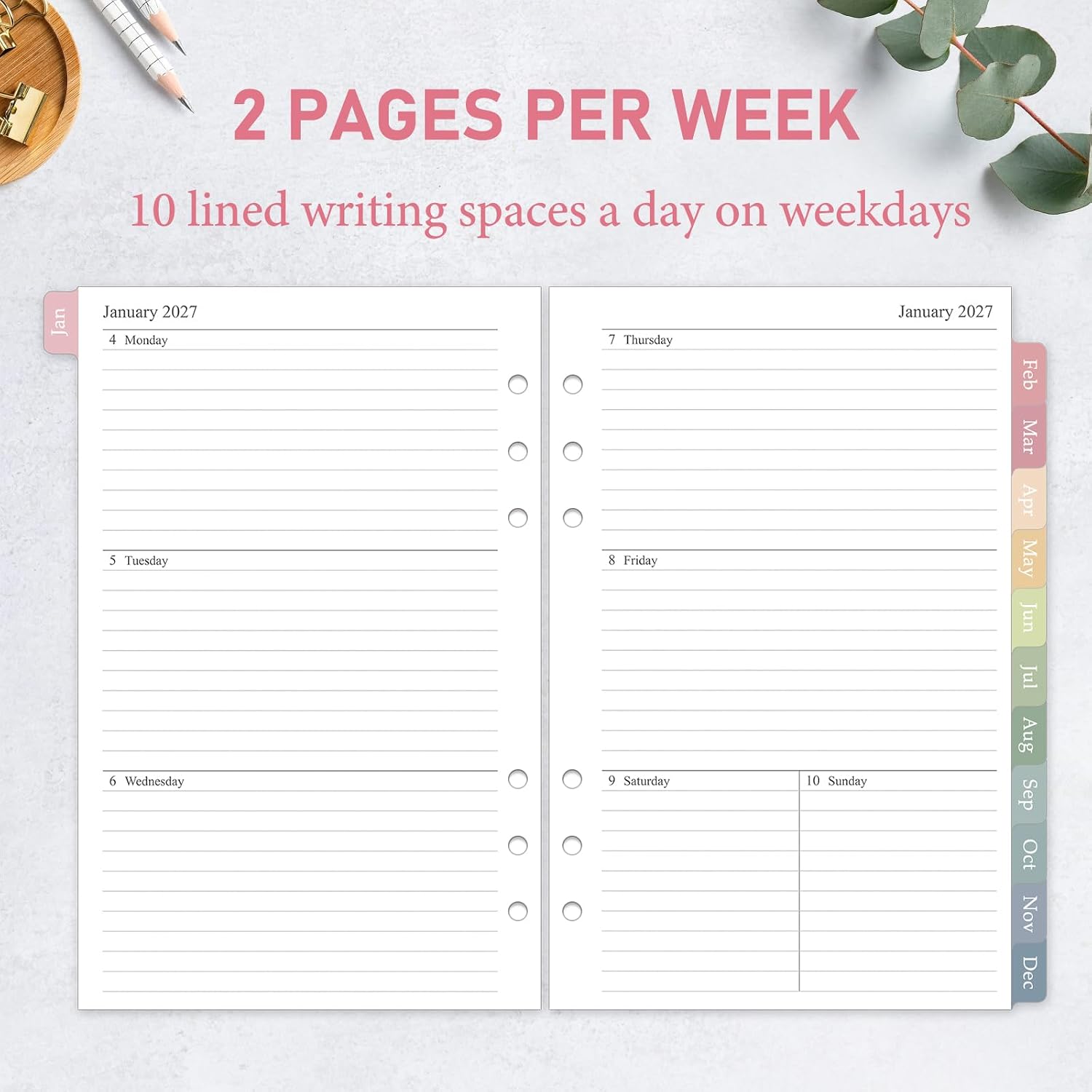 Detalle de Weekly and Monthly Planner Refill, 6-Hole