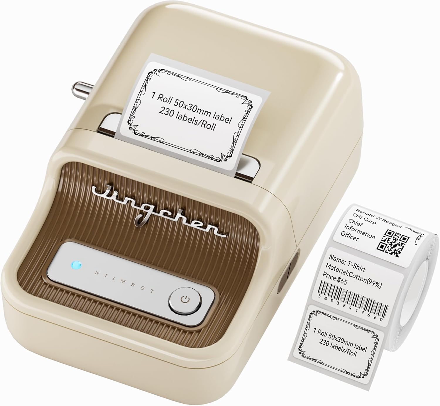 Detalle de NIIMBOT B21 Inkless Bluetooth Label Maker (Milky White) for iOS & Android