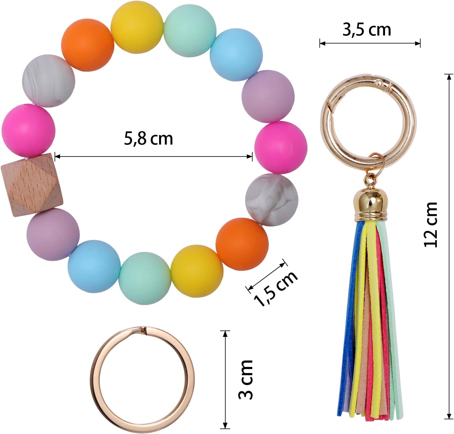 Thumbnail 1 de AOKSUNOVA Schlüsselanhänger Auto Armband – Perlenquaste & Lederquaste
