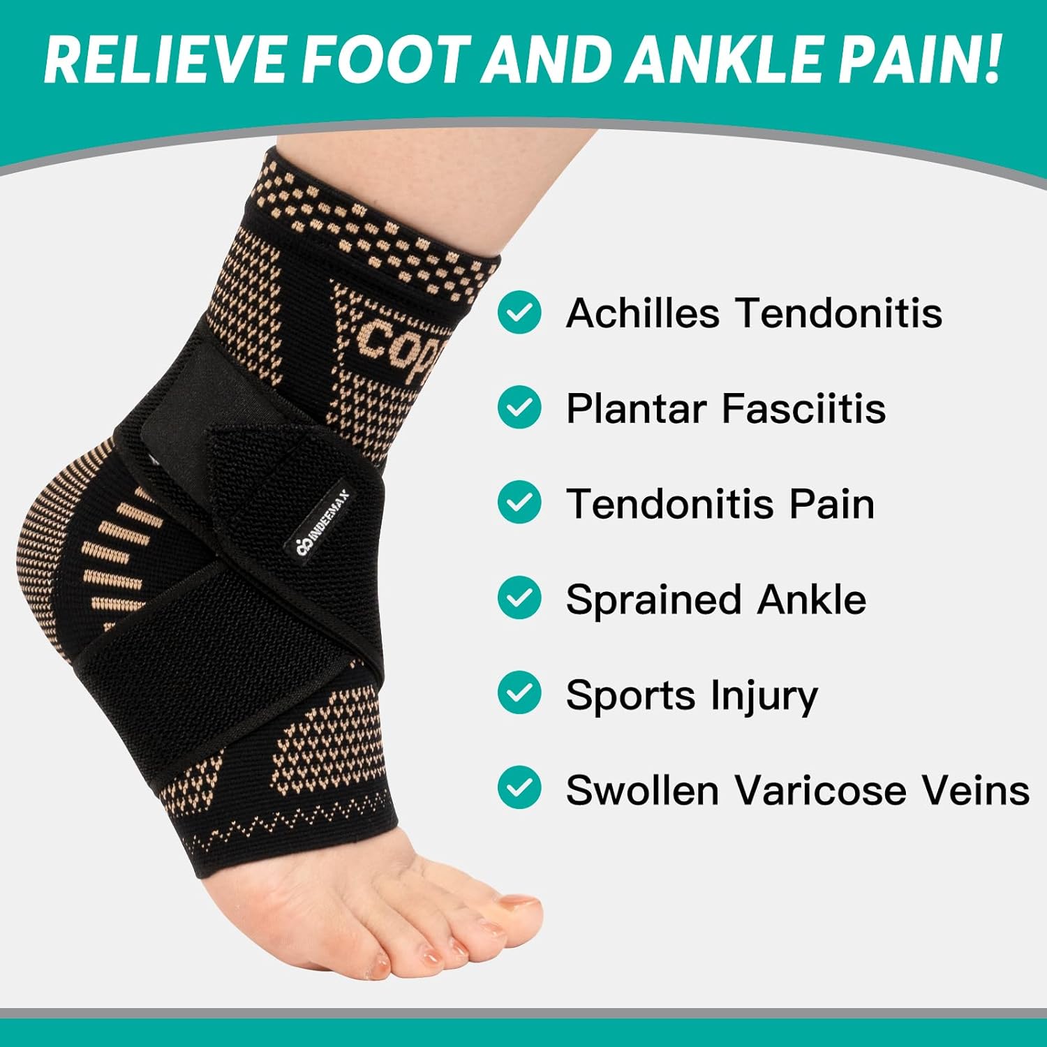 Thumbnail 3 de INDEEMAX Ankle Brace Compression Sleeve M 🩼
