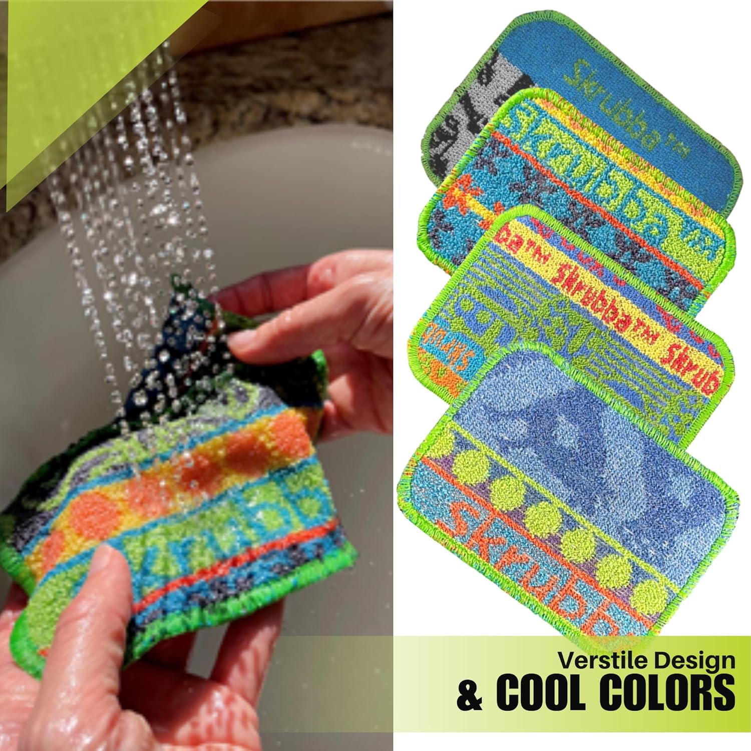 Detalle de Wet-it! Skrubba 3-Pack Reusable Scrubbers — Non-Scratch, Eco-Friendly Dish Sponges
