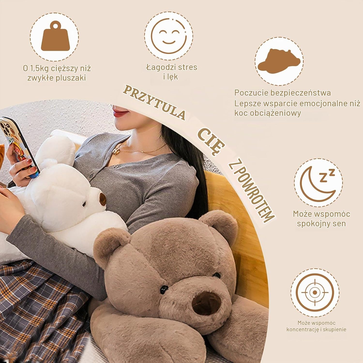 Thumbnail 3 de MeHoo EUR2304191 White Bear Doll – obciążana pluszowa maskotka 60 cm