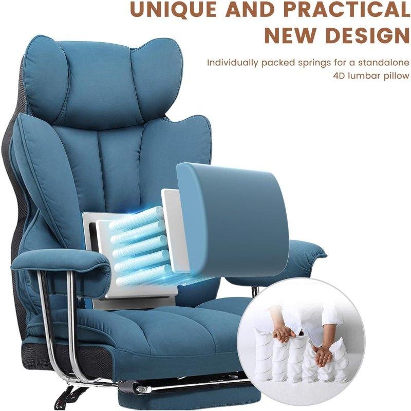 Detalle 2 de Silla Gaming GTPLAYER Ergónomica con Reposapiés Telescópico Azul (180 kg) – confort para largas sesiones