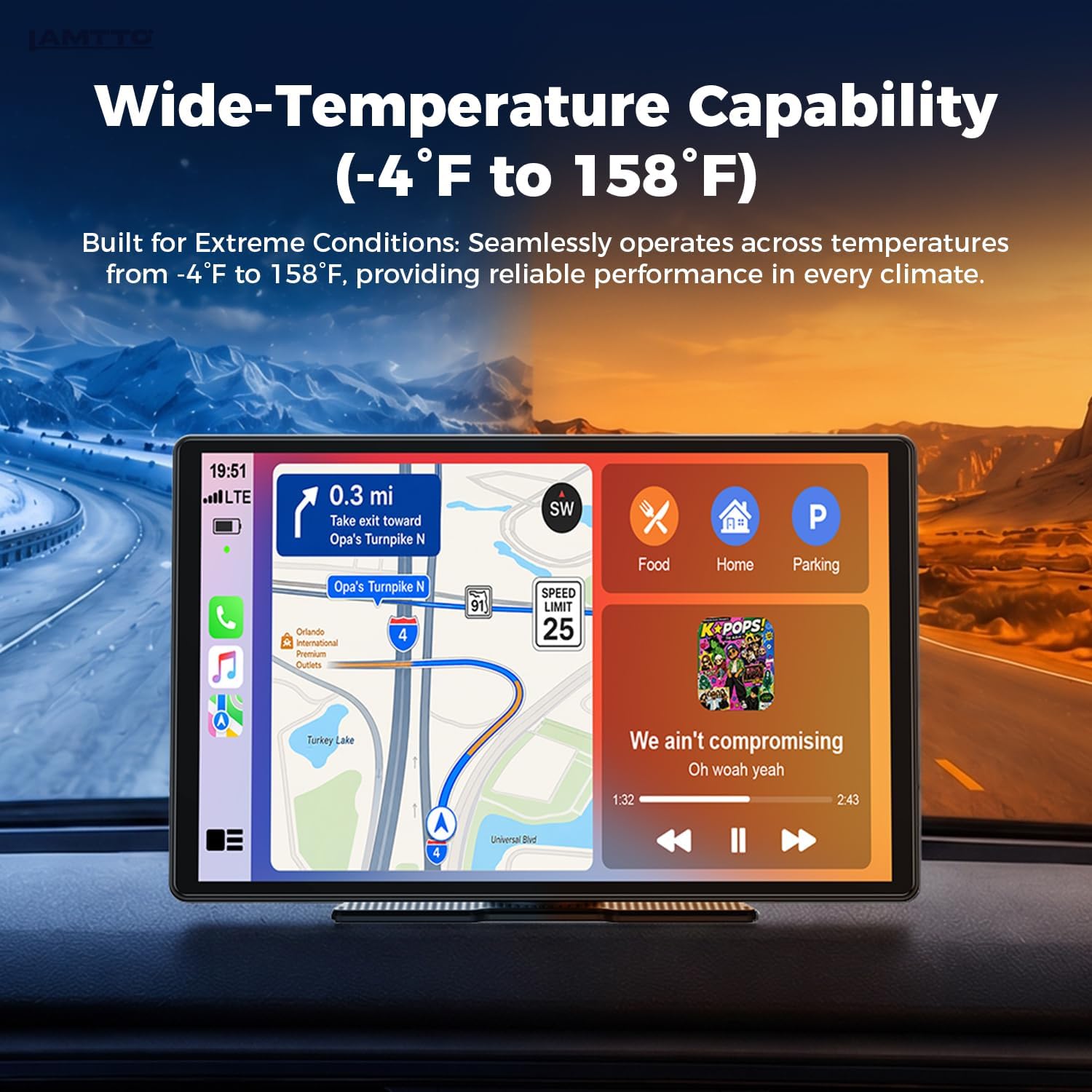 Thumbnail 4 de LAMTTO 11-Inch Wireless CarPlay Screen with in-Cell Display
