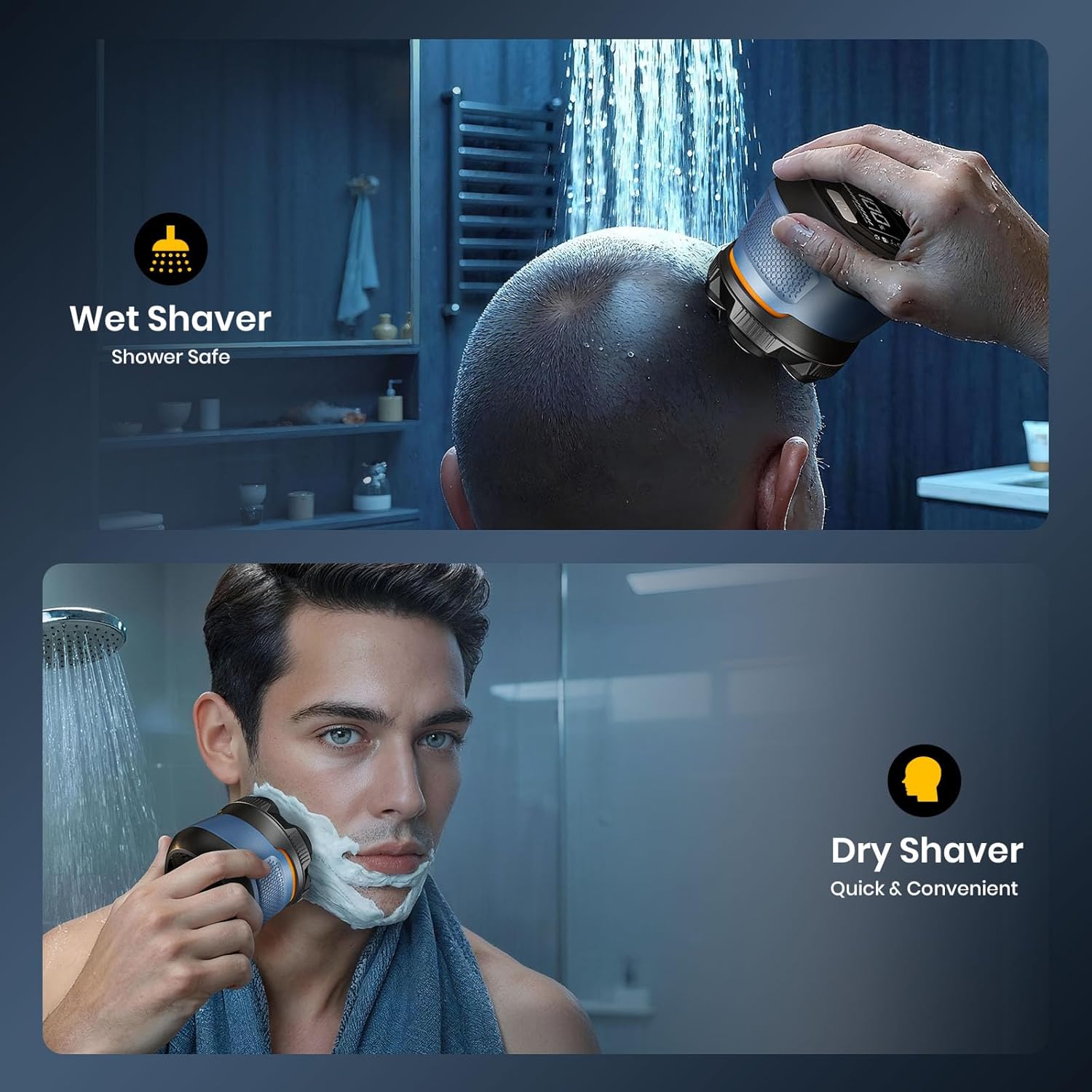 Detalle de TLMUSE Head Shaver for Men with Magnetic Detachable Head, IPX7 Wet/Dry Shaving and LED Display