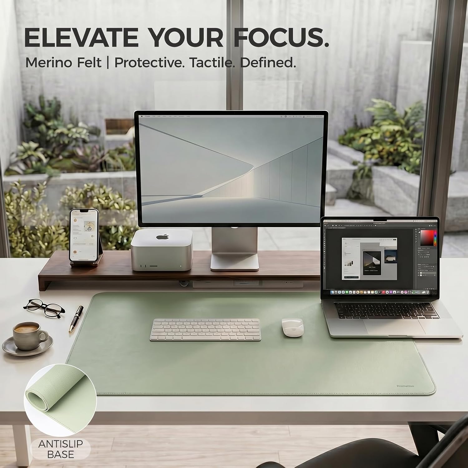 Thumbnail 5 de PROMATTOO Large Non-Slip Desk Mat: Waterproof Vegan Leather Desk Pad & Mouse Mat (80 x 40 cm)