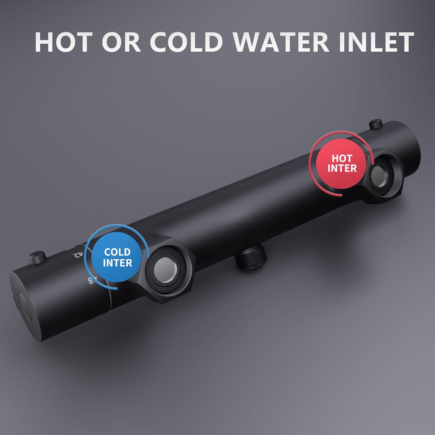 Thumbnail 4 de MORADO Miscelatore Doccia Termostatico Nero da Muro con Blocco di Sicurezza a 38°, forma rotonda