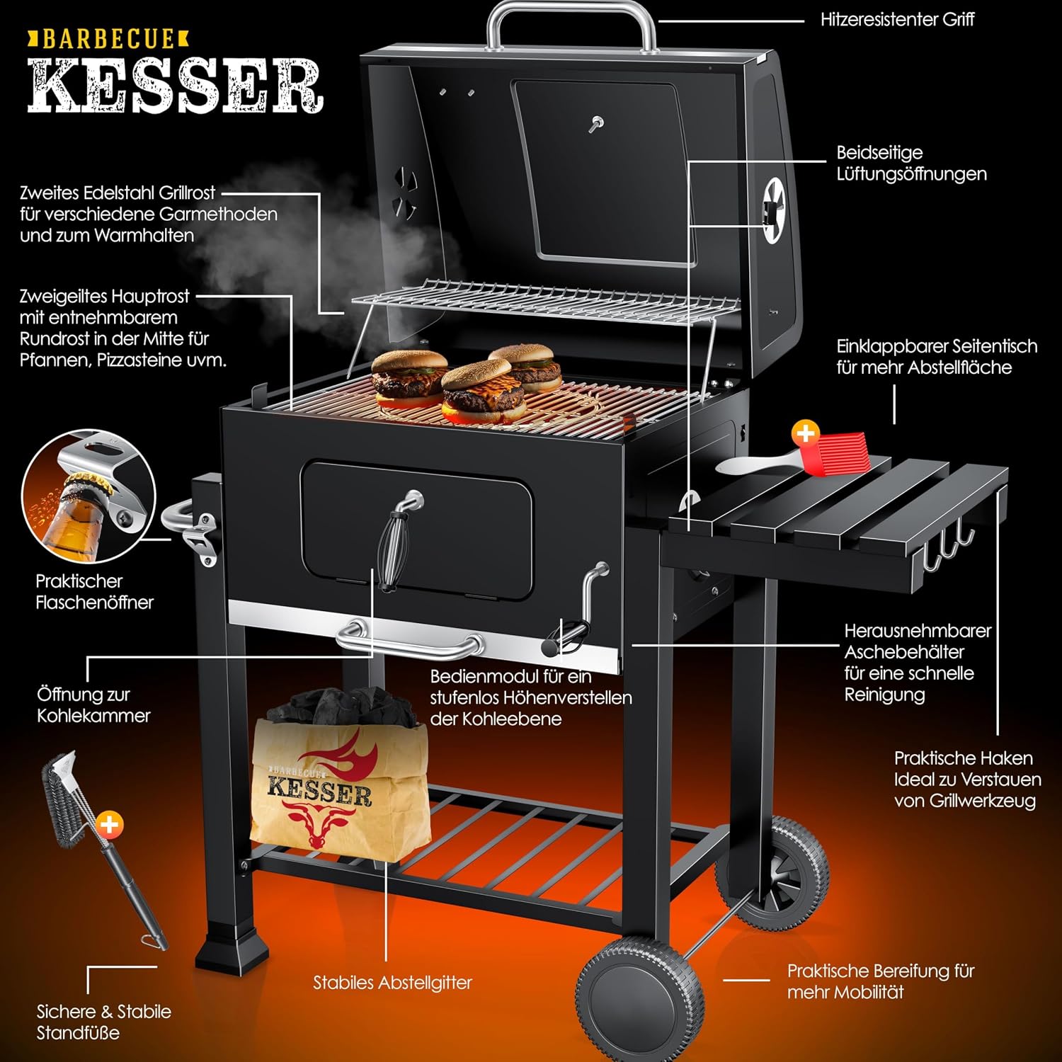 Thumbnail 2 de KESSER® Grillwagen BBQ Smoker XL