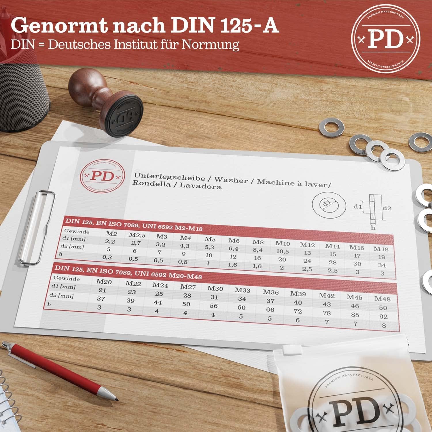 Thumbnail 1 de PD Kunststoff-Unterlegscheiben M5 aus PA/Nylon (DIN 125 Form A, ISO 7089) – 100 Stück