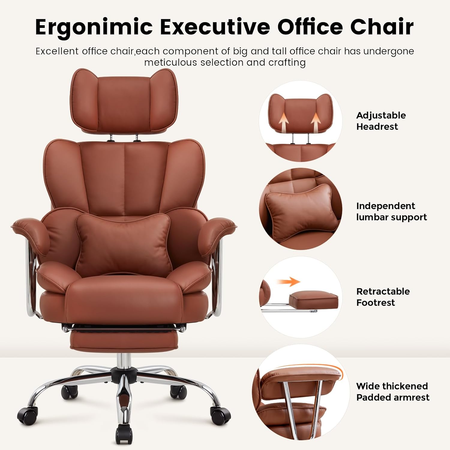 Thumbnail 3 de IWMH Bürostuhl Ergonomischer mit Fußstütze