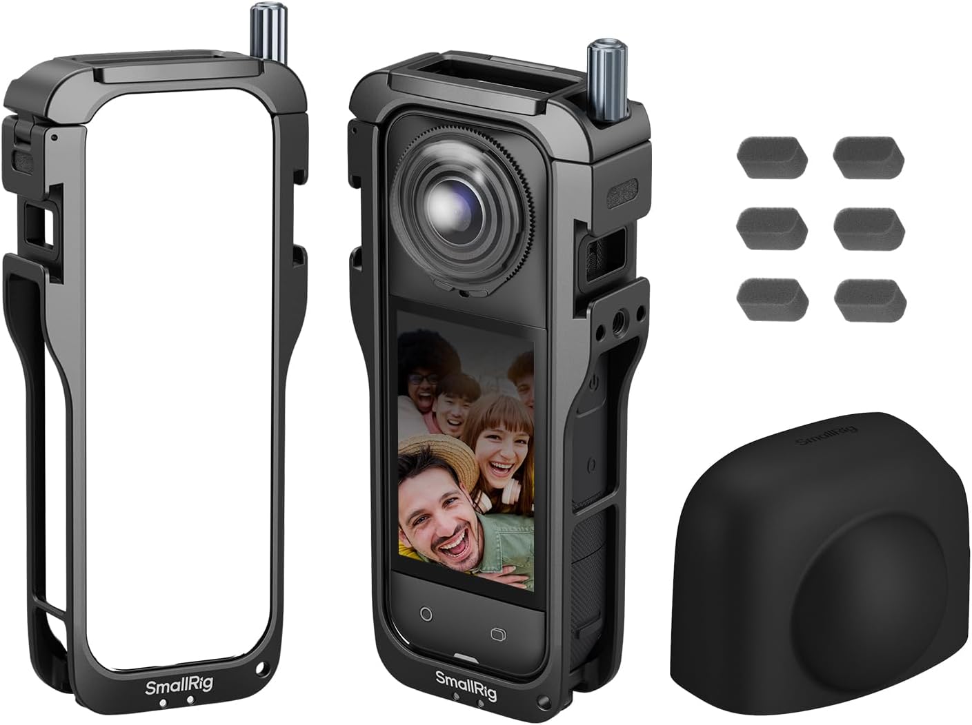 Detalle de SMALLRIG Cage pour Insta360 X5 (5195) : boîtier de protection en alliage d’aluminium avec fixation rapide