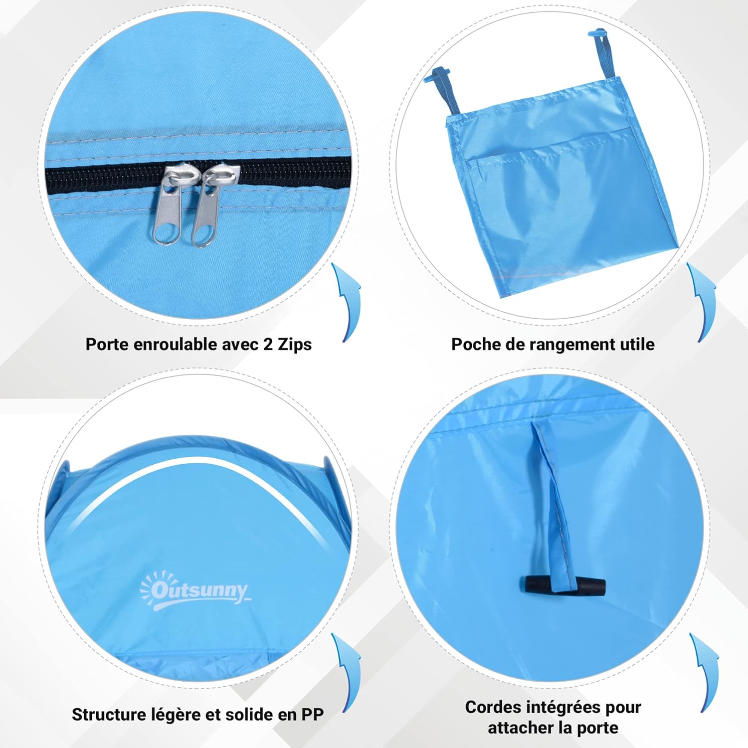 Thumbnail 3 de Tente de Douche Pliable Pop-up Automatique – Cabine d’intimité Portable (100 x 100 x 185 cm) en Polyester