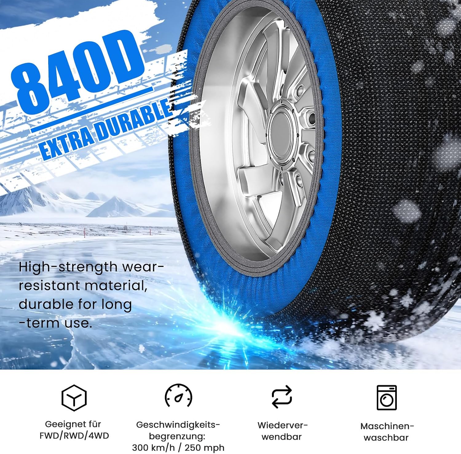 Detalle 2 de Obqer Schneesocken Auto 2pcs 3 Größen
