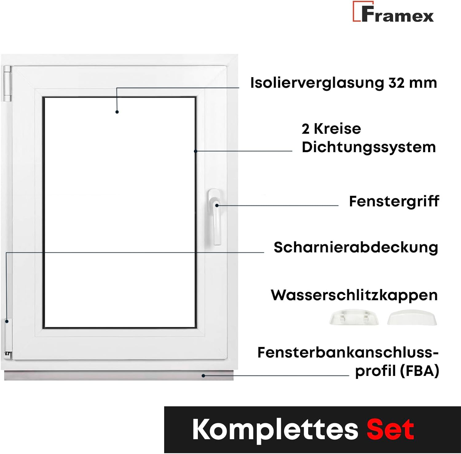 Detalle de Framex kunststof kelderraam 85 x 60 cm, dubbel glas en kantelbaar