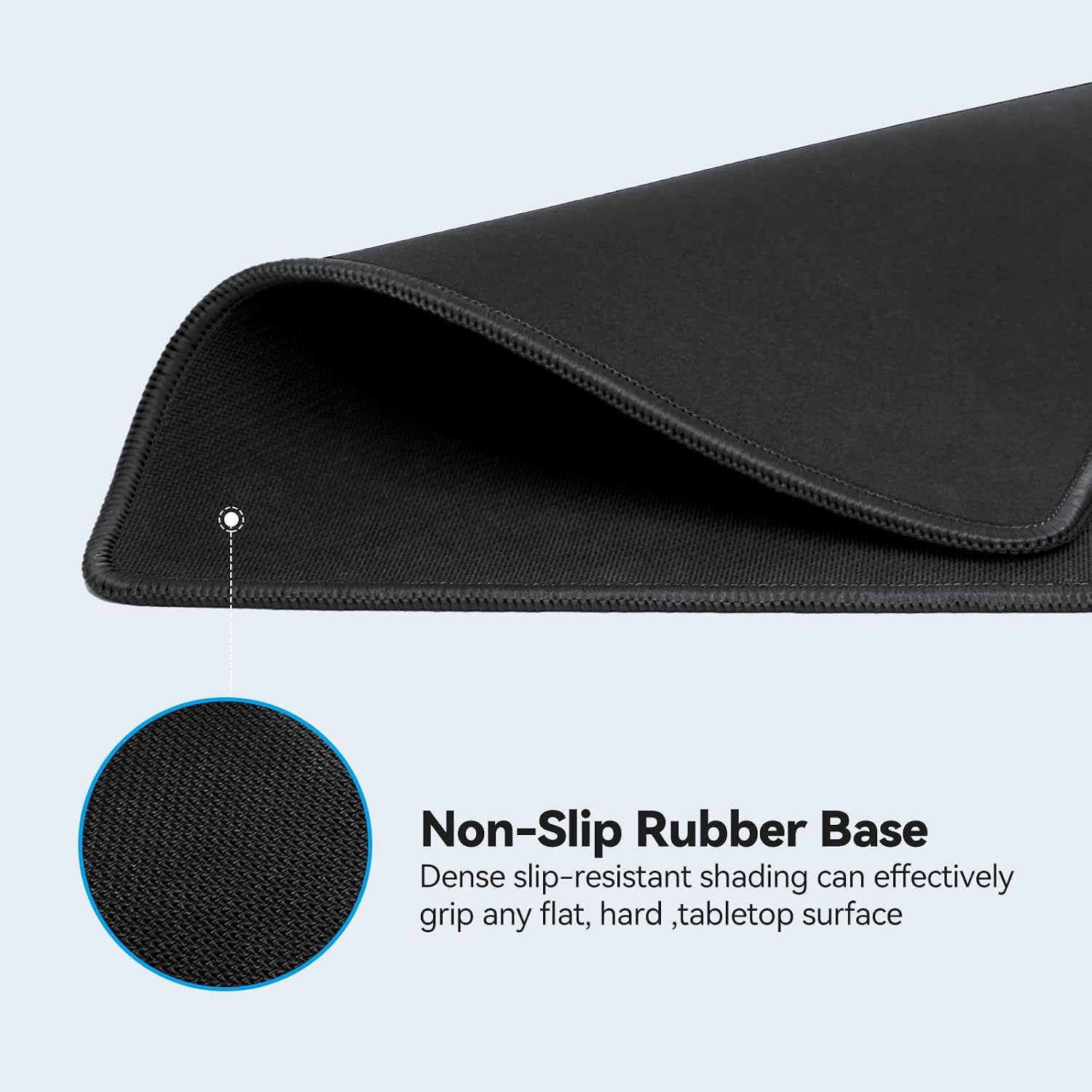 Detalle de TECKNET 4-Pack Black Mouse Pads with Waterproof Surface and Stitched Edges