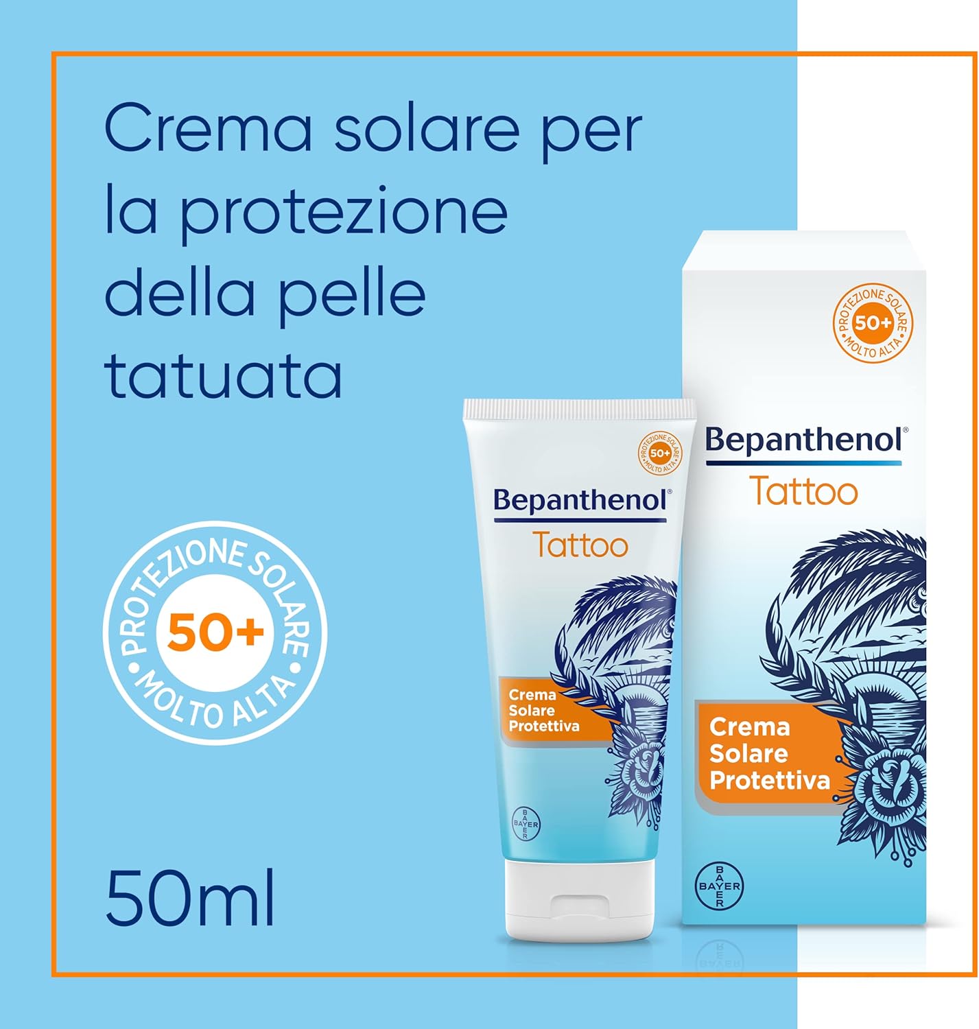 Thumbnail 1 de Bepanthenol Tattoo Crema Solare SPF 50 50 ml