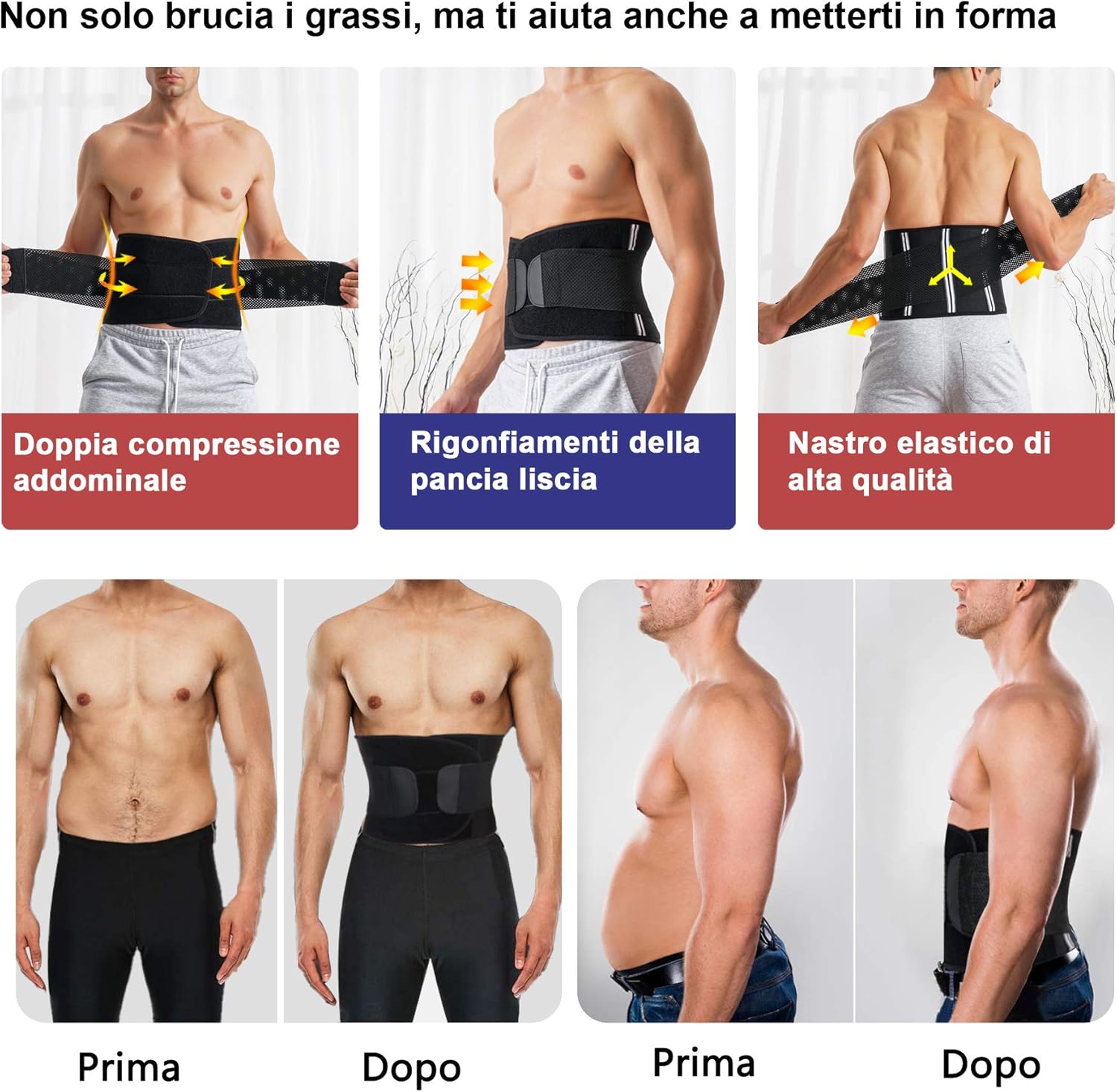 Detalle de CHUMIAN Fascia Addominale Dimagrante Uomo con Cintura Regolabile e Supporto Lombare in Neoprene