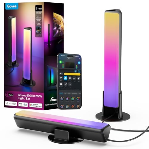 Detalle de Govee LED Light Bars RGBICWW TV Hintergrundbeleuchtung für Ambiente, Gaming – 45 Zoll, mit App-Steuerung und Sprachsteuerung