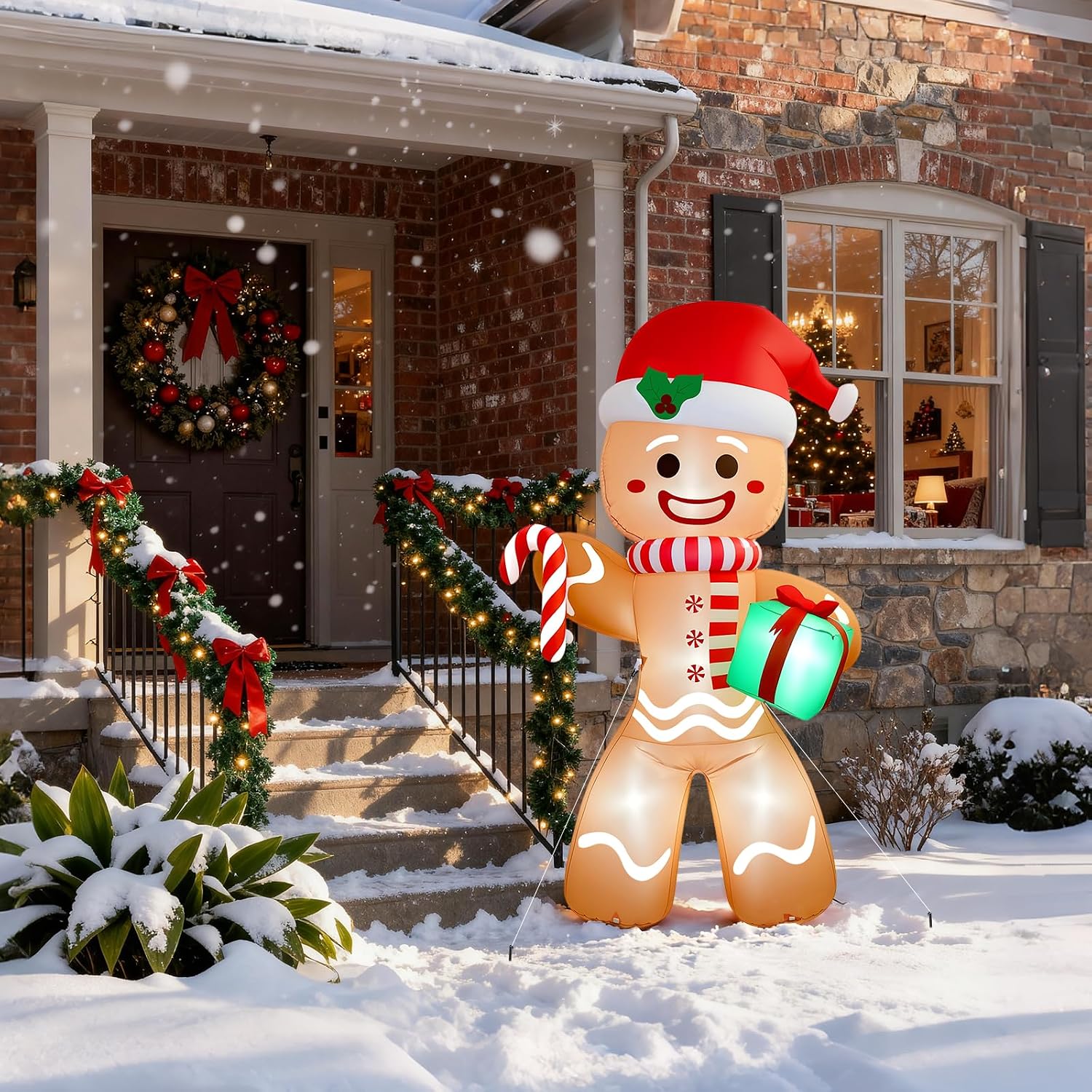 Thumbnail 5 de Partyotu 8FT Inflatable Gingerbread Man 🎄