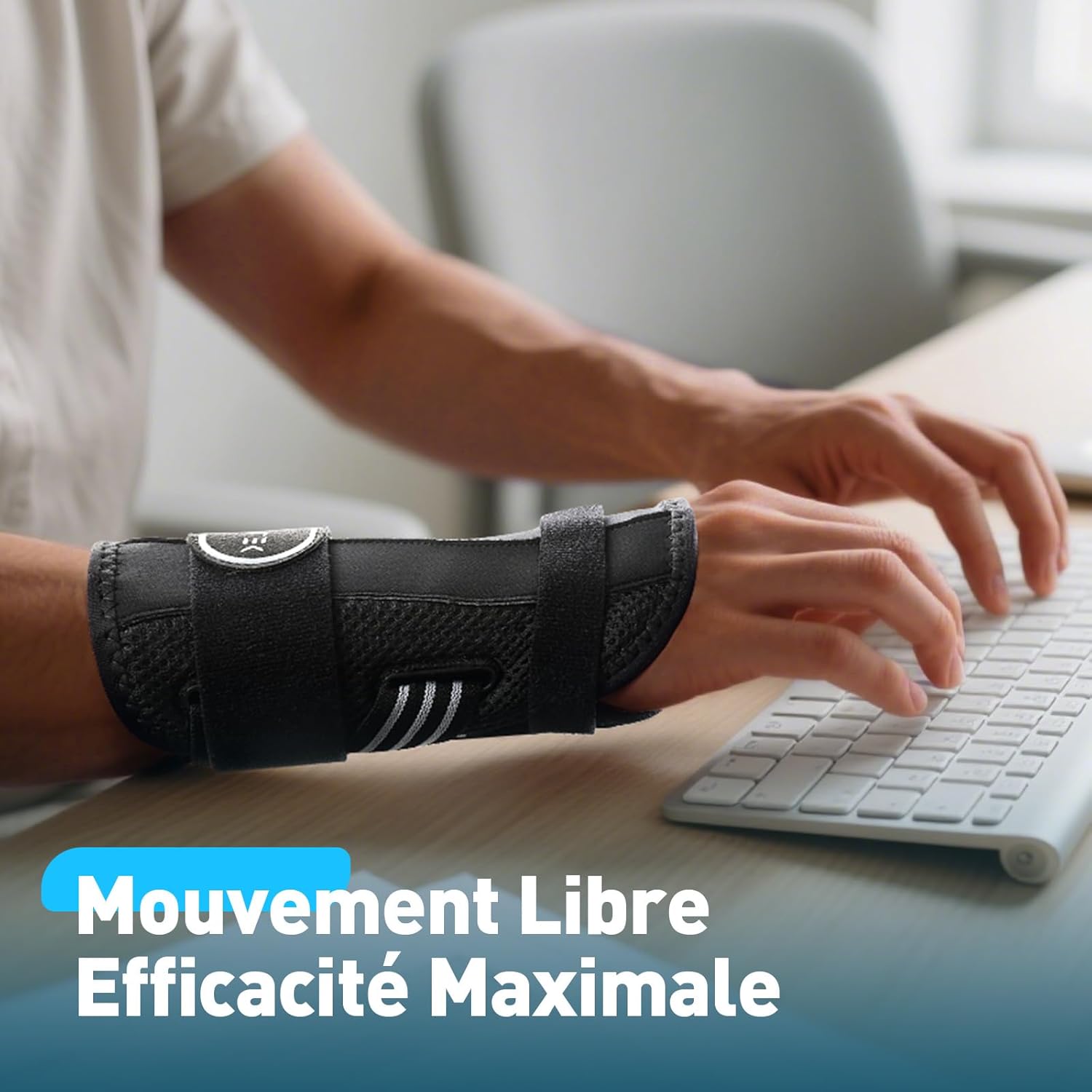 Thumbnail 6 de AGPTEK Attelle de poignet droite avec 2 plaques en aluminium (L/XL) pour canal carpien, tendinite et douleurs nocturnes