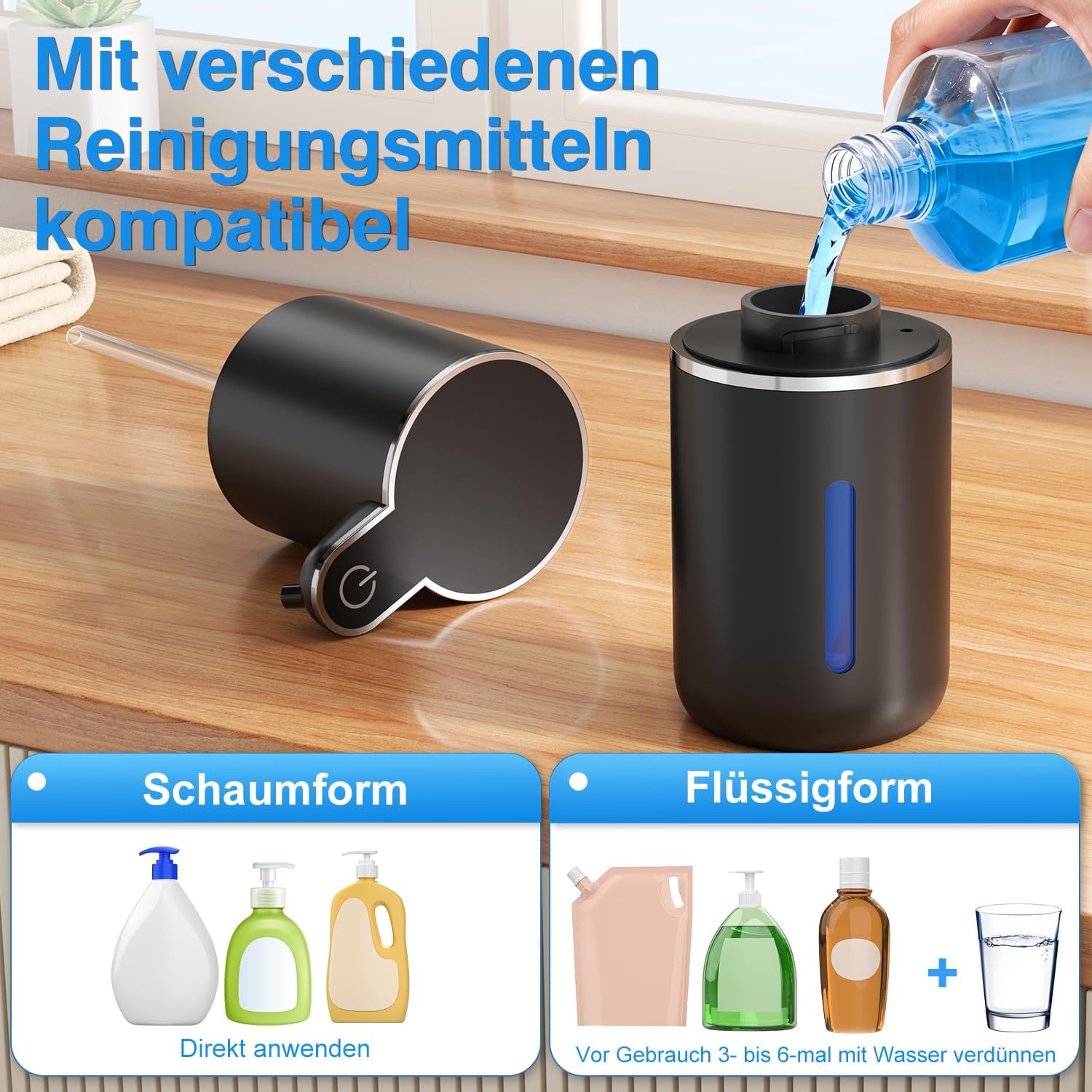 Thumbnail 6 de Seifenspender Automatisch für Schaum – Berührungslos, 380 ml, IPX5, USB aufladbar